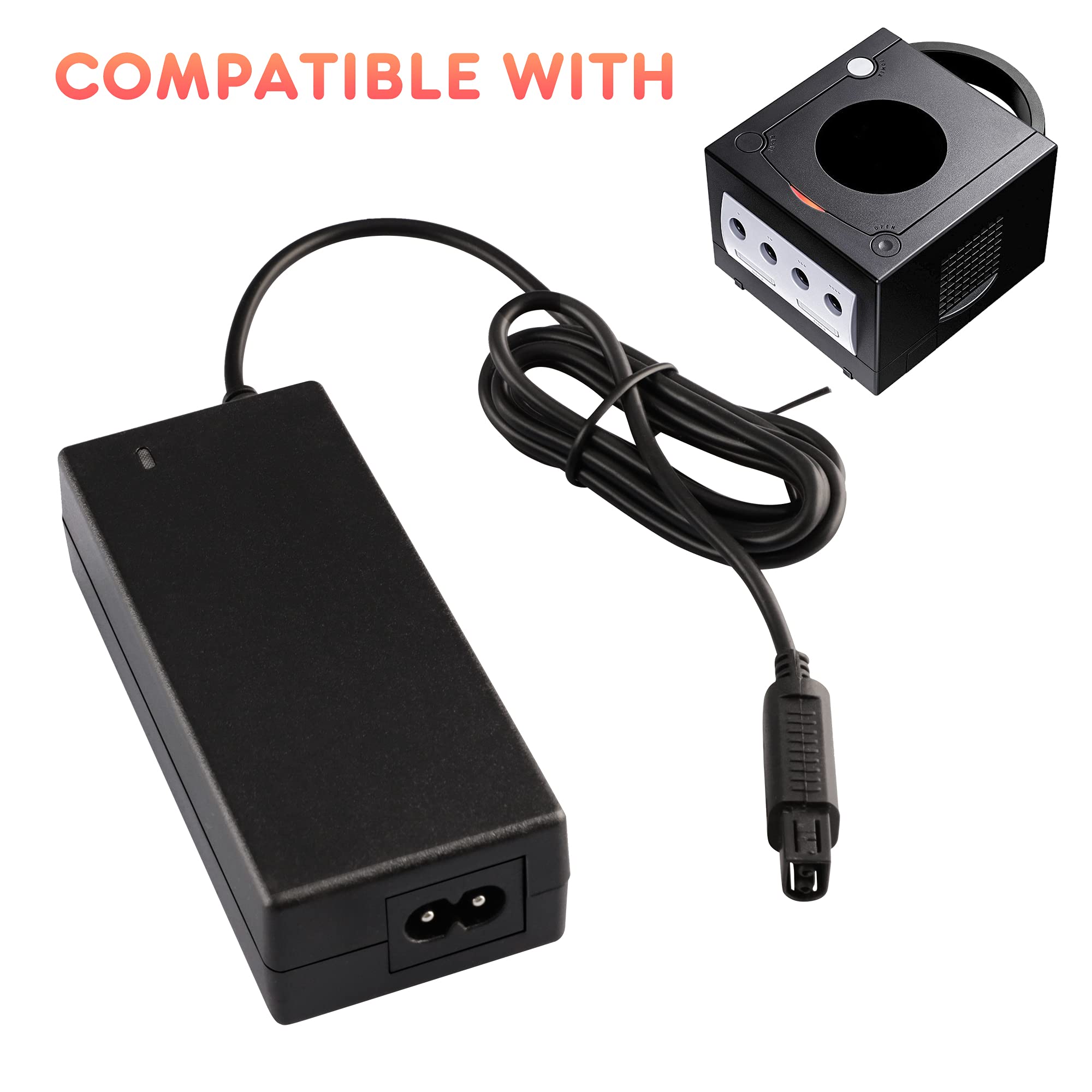 Xahpower AC Power Supply & AV Cable for Nintendo Gamecube Console (NGC) - Replacement Power Adapter Cord & Video Cable for Gamecube Gaming System - Perfect for Home Entertainment & Retro Gaming Setup