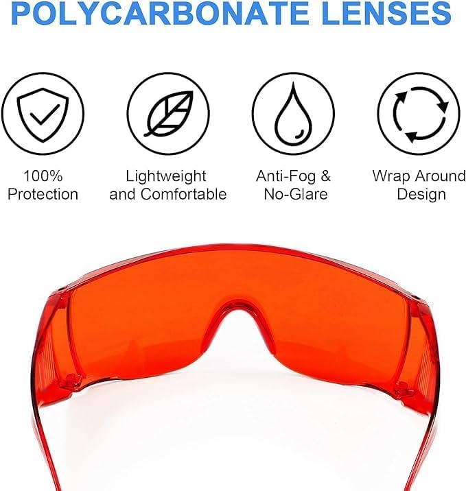 3 PCS Dental Lab Safety Glasses - Anti-Fog Protective Goggles for Teeth Whitening & Curing Light - UV Shield for Dentists, Hygienists & Dental Students - Ideal for Dental Procedures & Lab Work