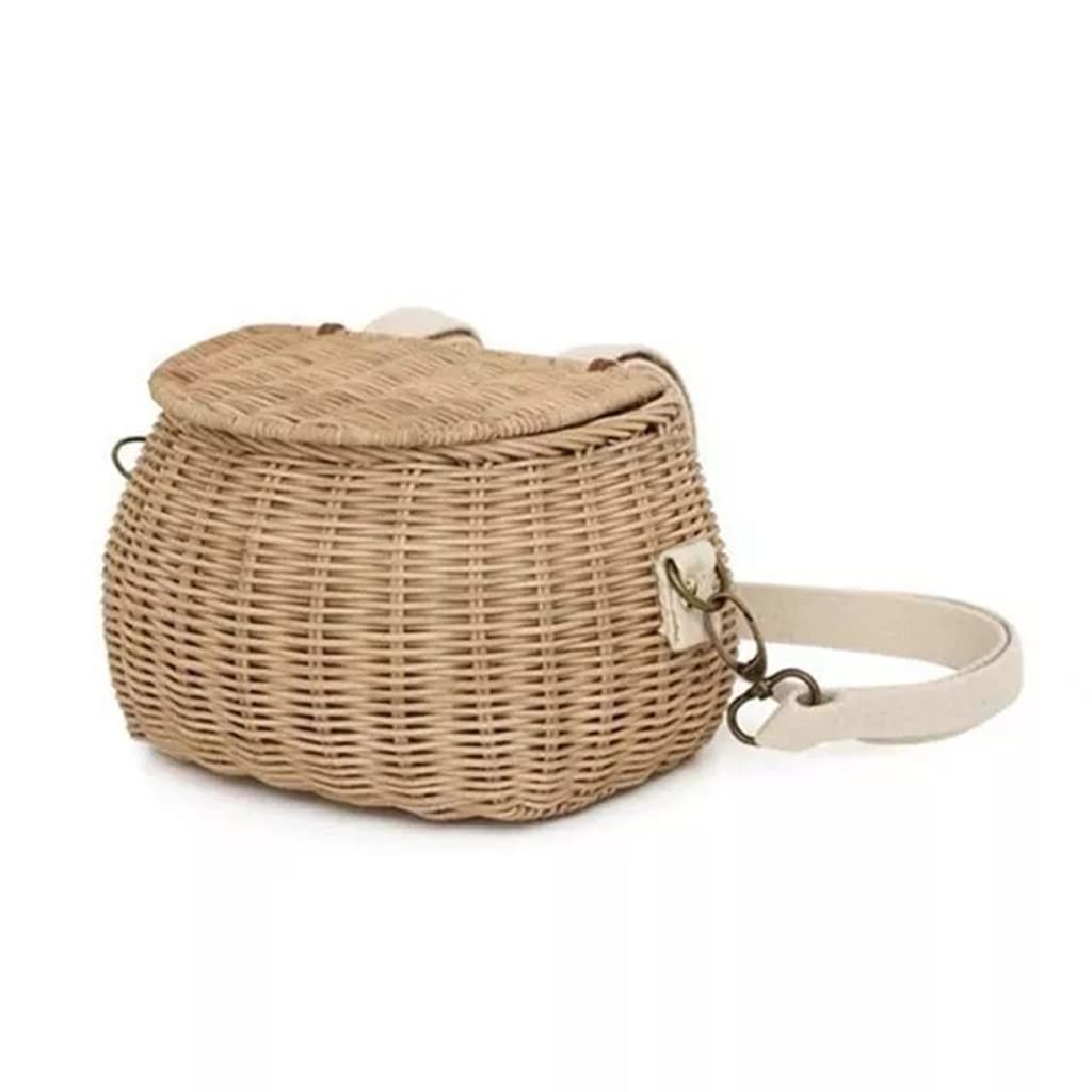 Cute Rattan Backpack for Girls & Boys - Woven Wicker Shoulder Bag for Summer Beach, Holiday & Travel | Lightweight Crossbody Purse for Kids Outdoor Activities