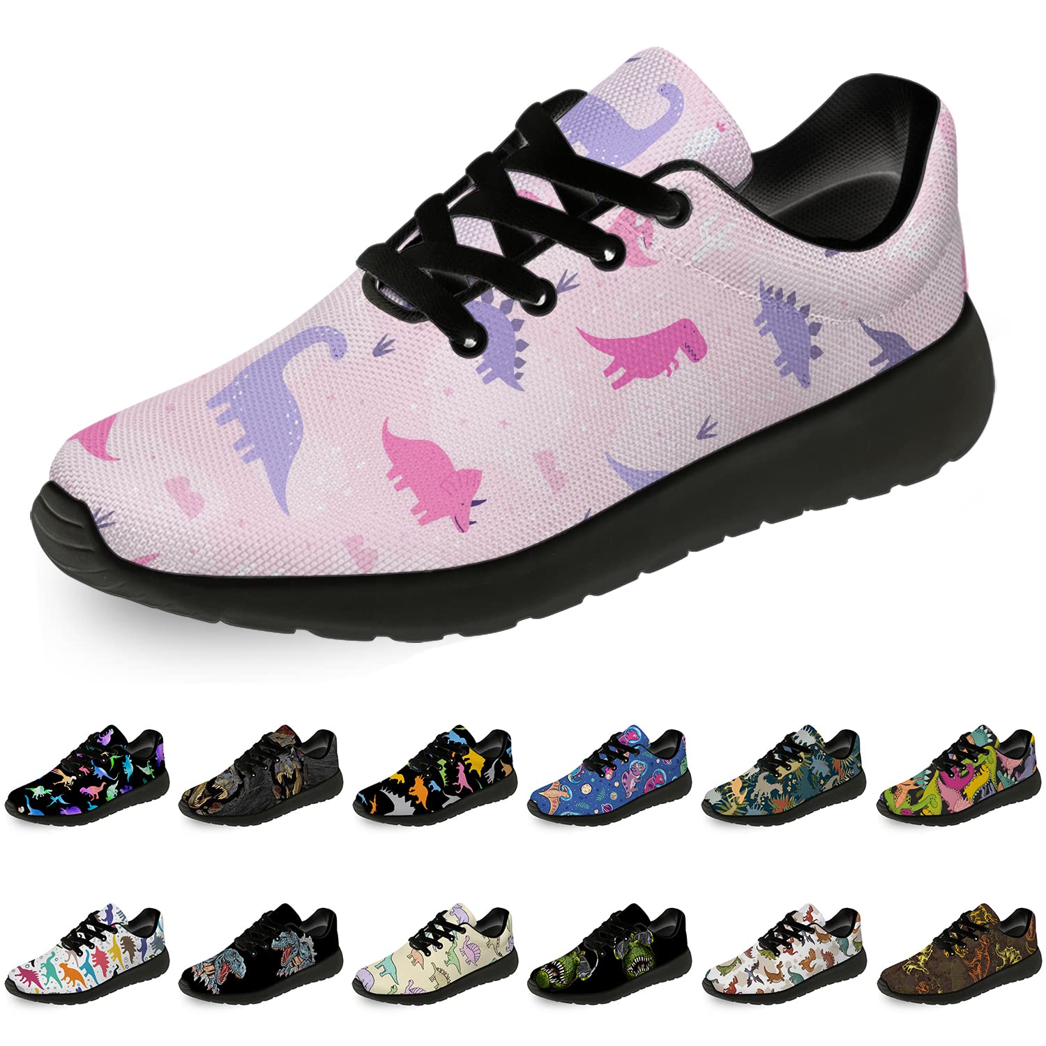 Dinosaur Running Shoes for Women & Men - Lightweight Walking Tennis Sneakers with Dino Design - Perfect Gifts for Boys & Girls - Ideal for Gym, Outdoor Activities & Casual Wear