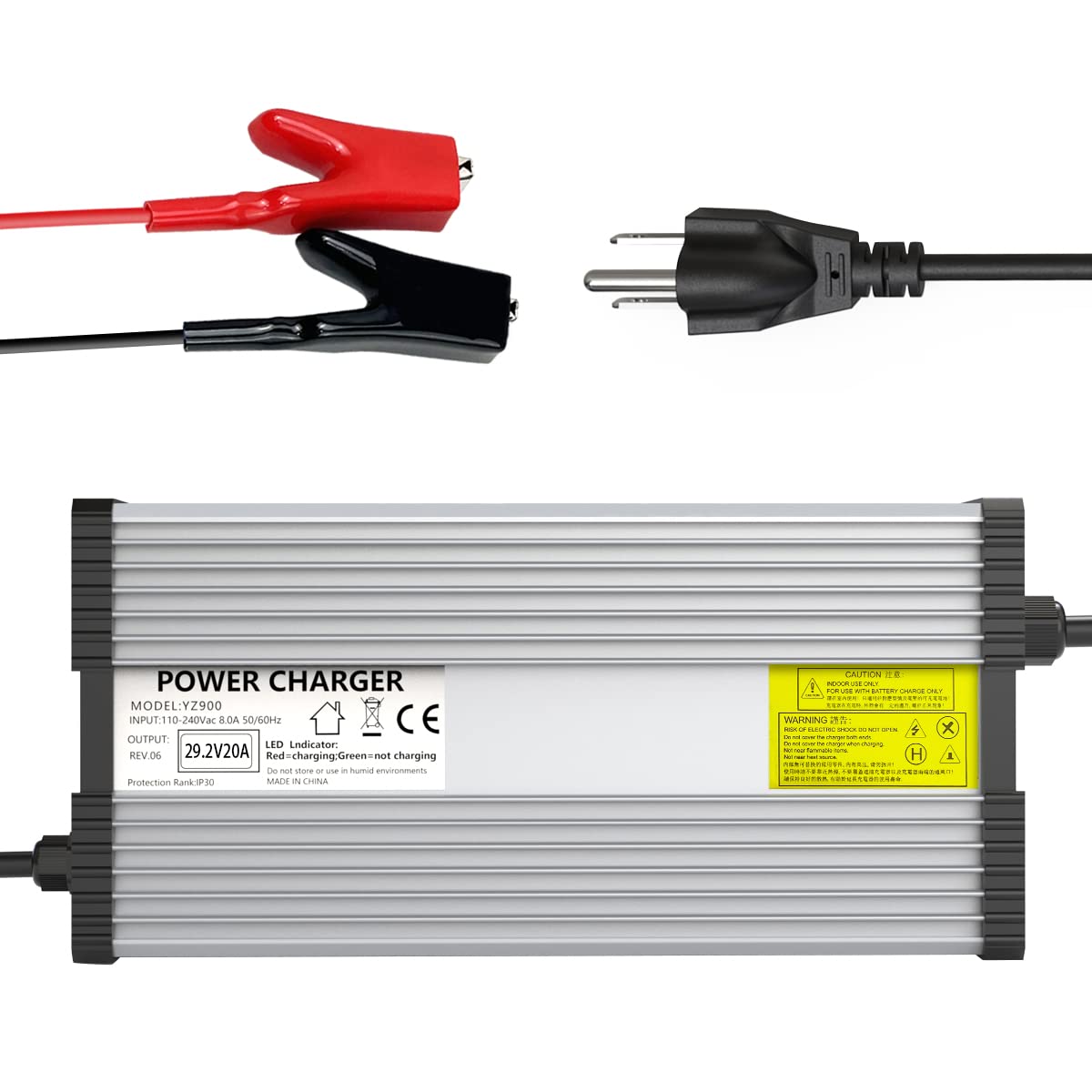 29.2V 20A LiFePO4 Smart Battery Charger - Fast Charging for 24V Lithium Iron Phosphate Batteries - Perfect for RVs, Solar Systems, and Marine Applications