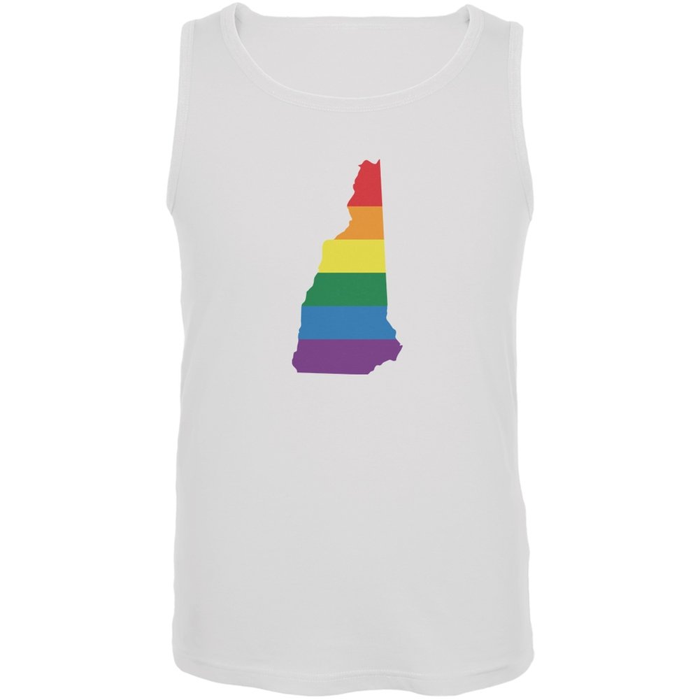 New Hampshire LGBT Gay Pride Rainbow White Adult Tank Top - Small | Comfortable & Stylish for Pride Parades, Festivals & LGBTQ+ Events