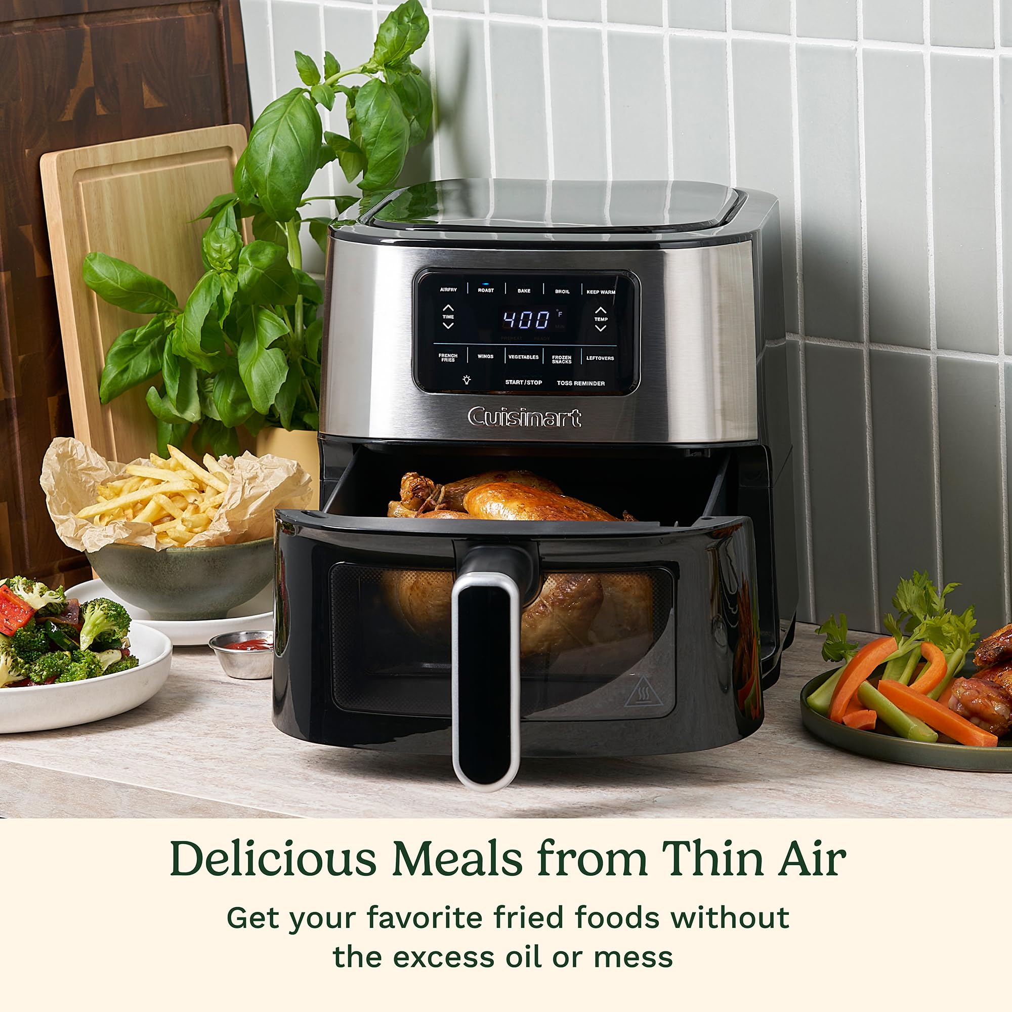 Cuisinart 6-Qt Stainless Steel Air Fryer Oven with 5 Presets - Roast, Bake, Broil, Air Fry & Keep Warm - Quick & Easy Electric Countertop Fryer with Dishwasher-Safe Parts - Perfect for Healthy Cooking, Crispy Snacks & Family Meals