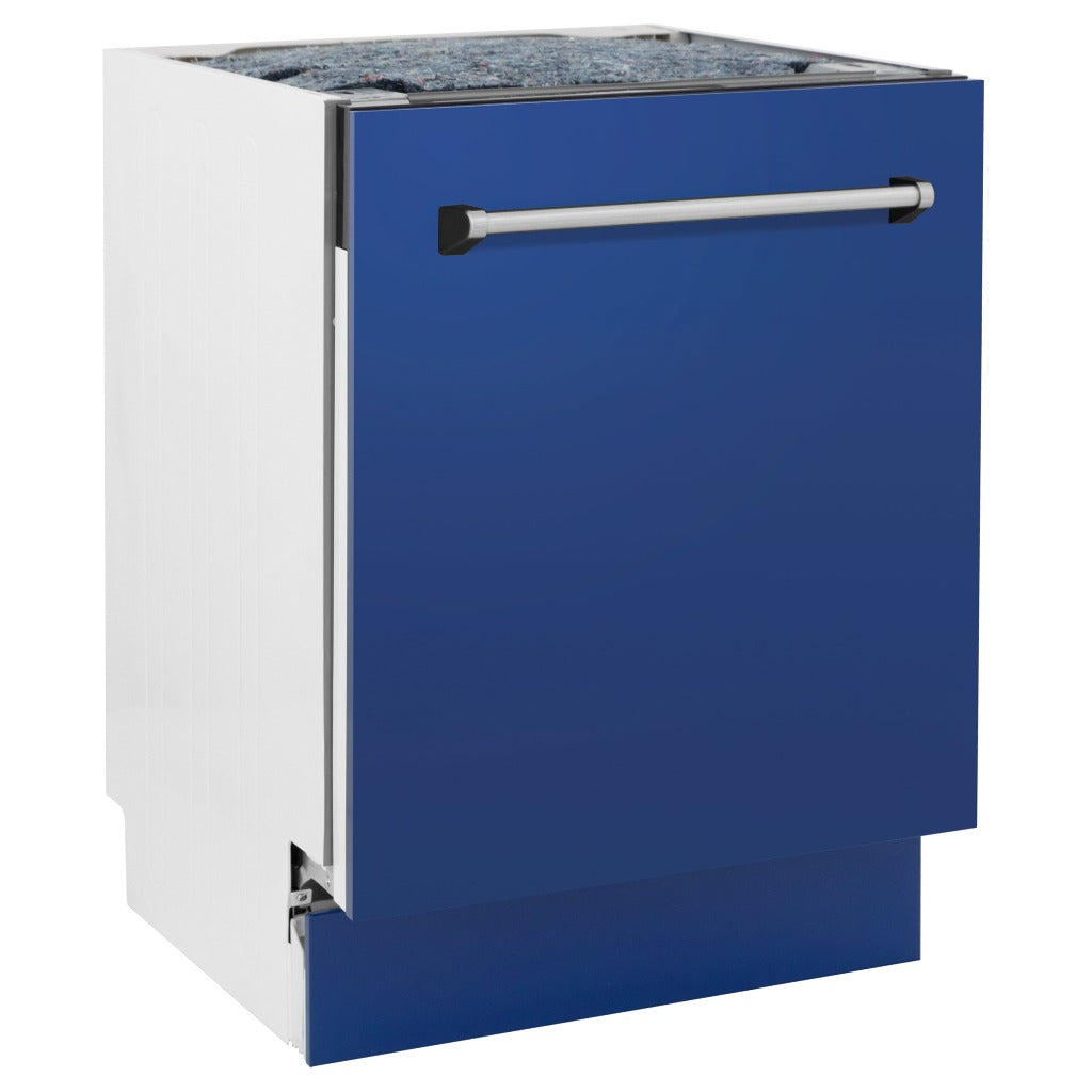 ZLINE 24 Inch Tallac Series 3rd Rack Tall Tub Dishwasher - Blue Matte Finish with Stainless Steel Tub, 51dBa Ultra Quiet (DWV BM 24) | Perfect for Modern Kitchens, Small Spaces & Energy-Efficient Homes
