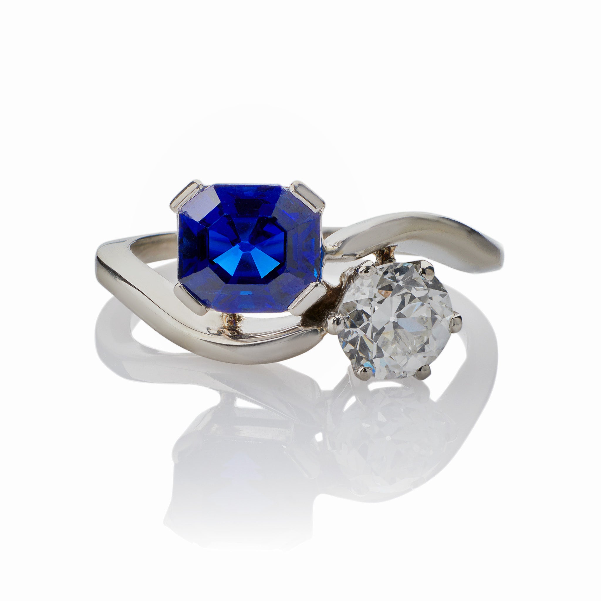 Untreated Burmese Sapphire and Diamond Toi et Moi Ring - Elegant Promise, Engagement & Wedding Jewelry for Her