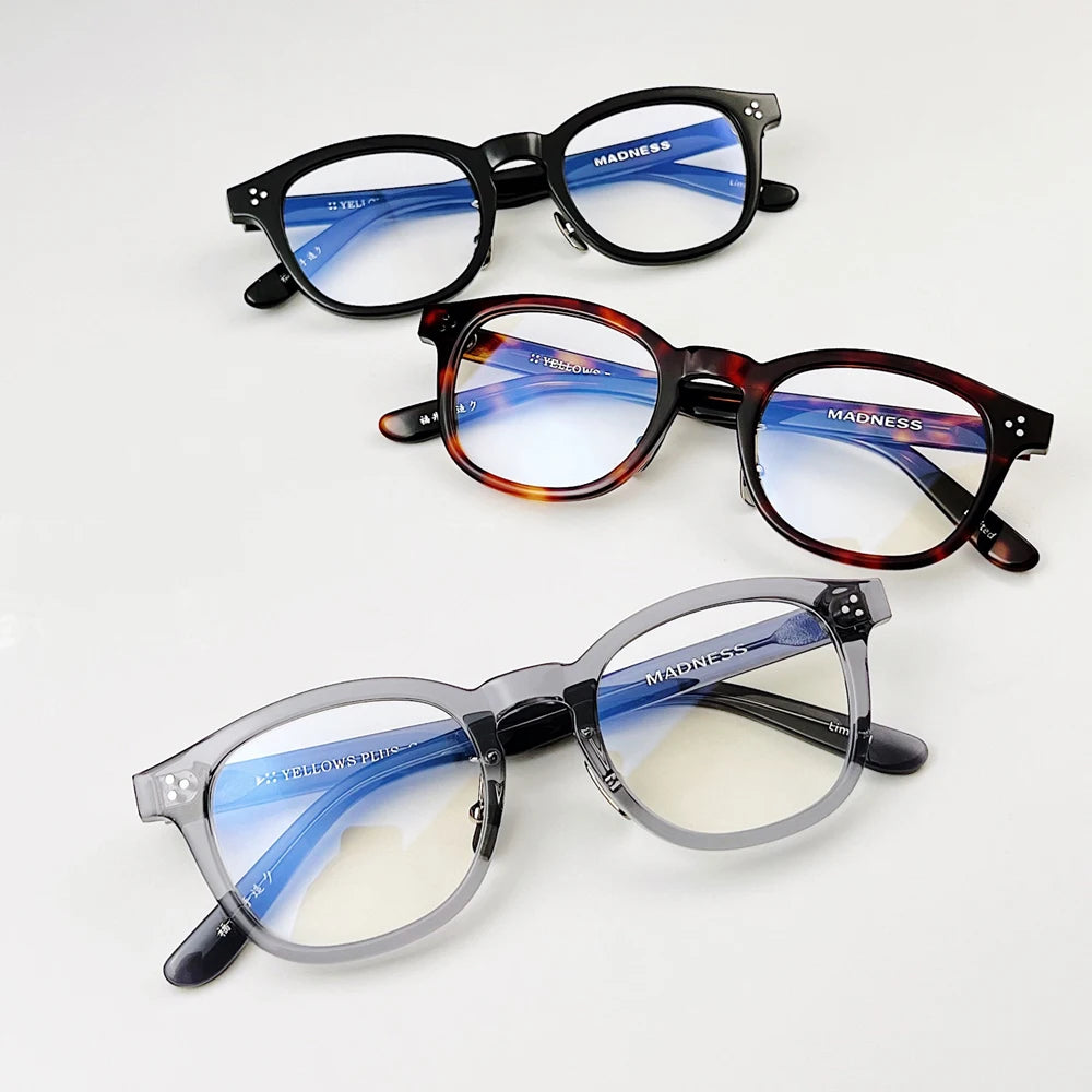 Stylish Black Unisex Square Acetate Eyeglasses with Full Rim - Trendy Reading Glasses for Men & Women - Perfect for Office, Reading & Fashion Accessories