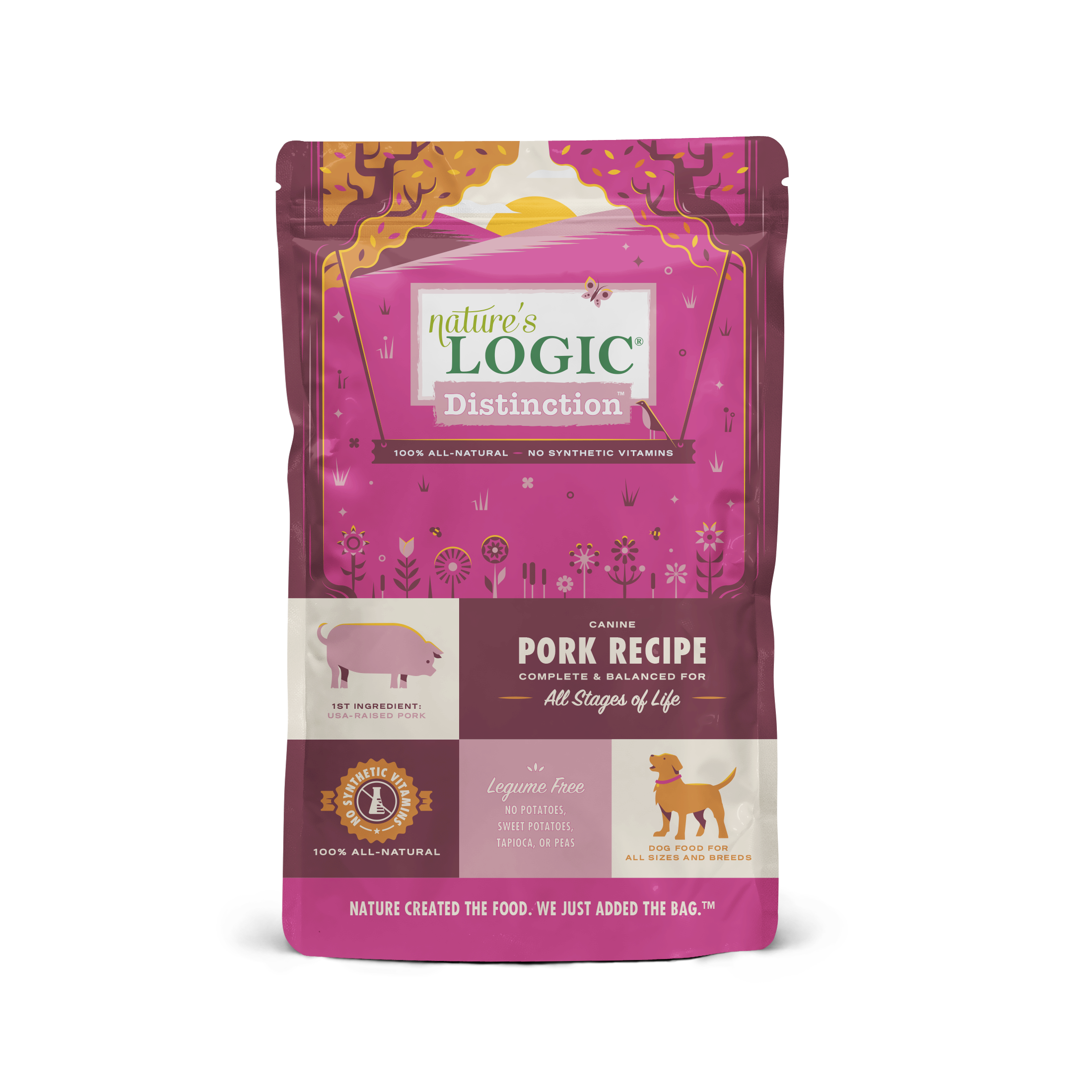 Nature's Logic Distinction Grain-Free Canine Dry Food - Pork Recipe for Adult Dogs | High-Protein Dog Kibble for Sensitive Stomachs & Allergies | Perfect for Active Pets & Indoor Dogs