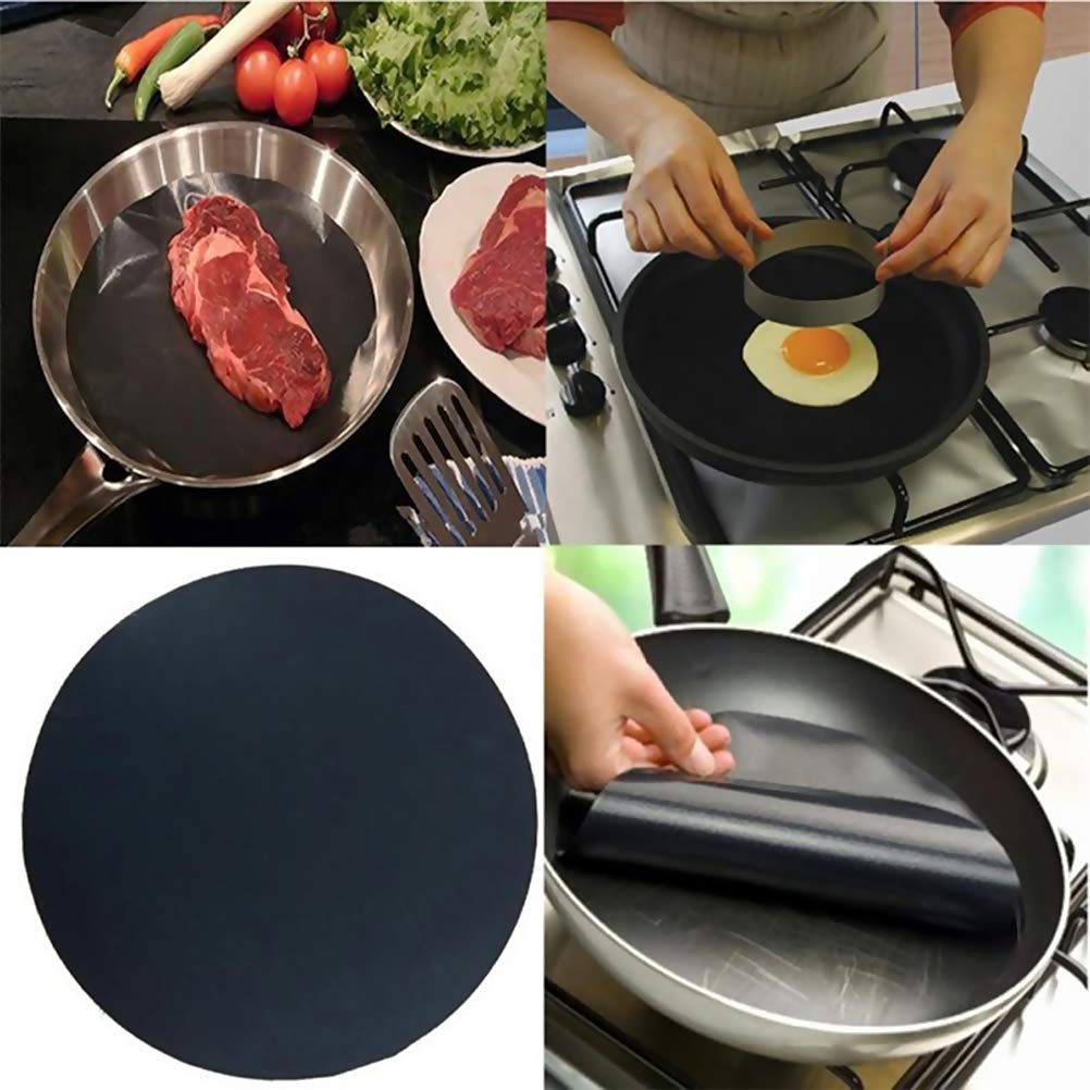 Newooh 2 Pack 24cm Round Teflon Non-Stick High Temperature Resistant Pan Liner Sheets - Perfect for Frying, Baking, BBQ & Cooking - Ideal for Kitchen, Wok & Stovetop Use