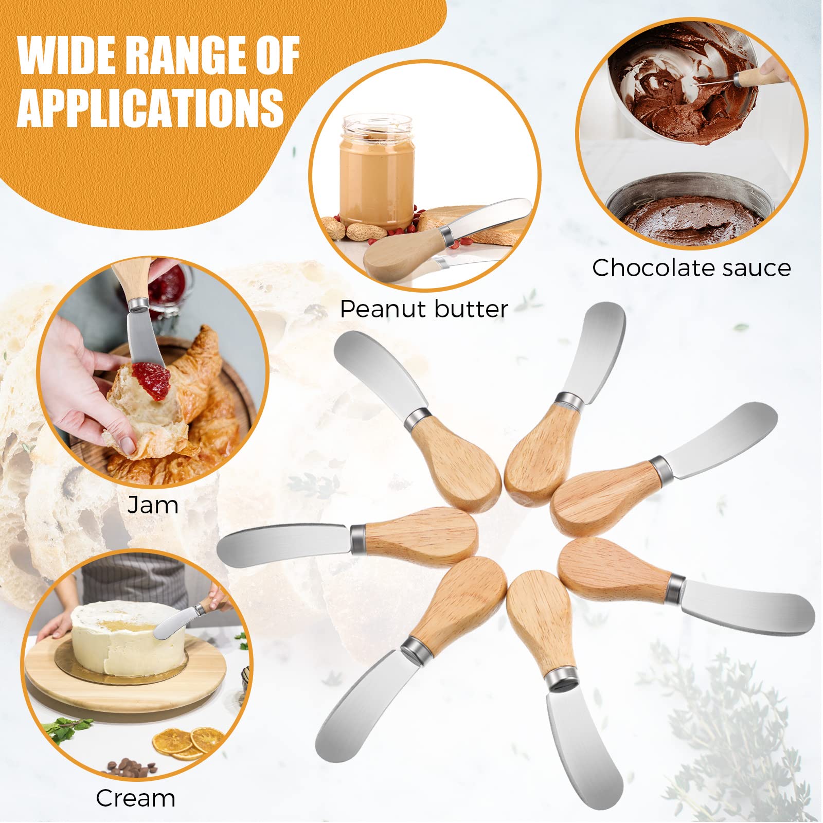 24-Piece Mini Cheese Spreader Knives Set - 4.7 Inch Stainless Steel Butter Knives with Wooden Handle - Perfect for Charcuterie Boards, Cream Cakes, Sandwiches & Condiment Serving - Ideal for Dinner Parties, Picnics & Gourmet Cheese Tasting