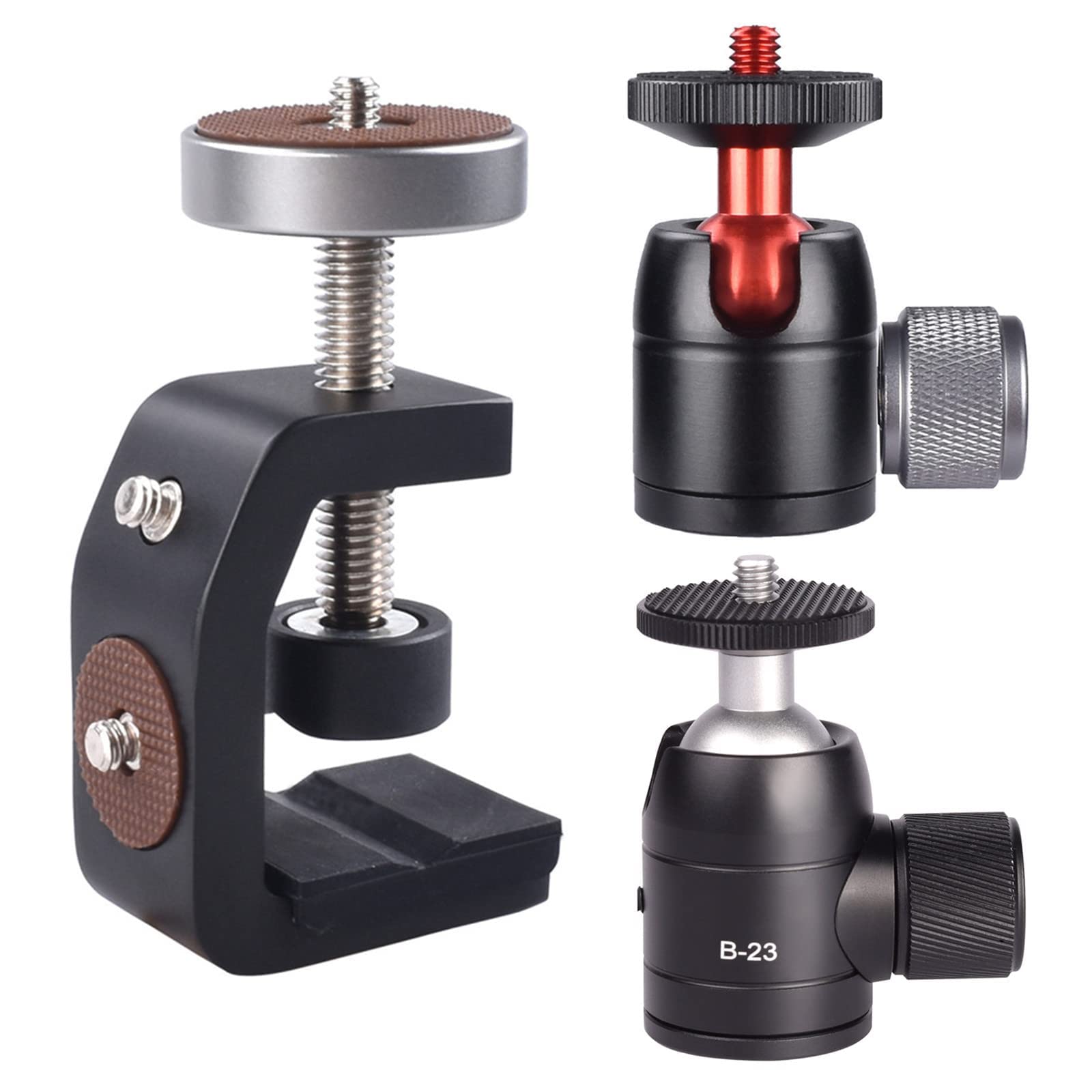 MOSHUSO C10 Pro Heavy Duty C Clamp Camera Mount with 2 Mini Ball Heads - 360° Panoramic Aluminum Tripod Head for DSLR, Mirrorless Cameras - Perfect for Vlogging, Photography & Video Shooting