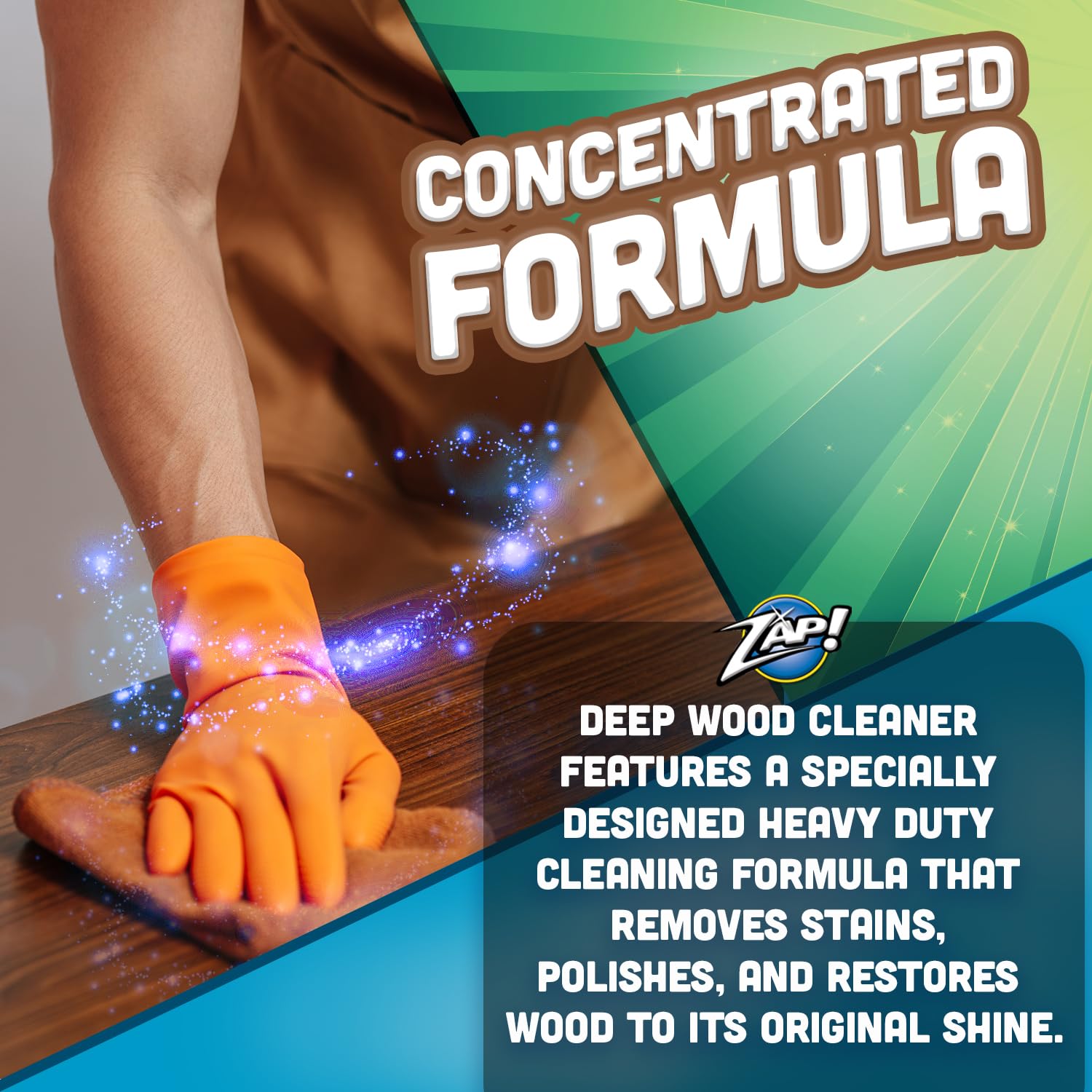 Professional Wood Cleaner & Restorer - Deep Cleans, Polishes & Restores Wooden Furniture, Hardwood Floors, Kitchen Cabinets & Tables | Heavy Duty 32oz Wood Treatment for Home, Office & Outdoor Use