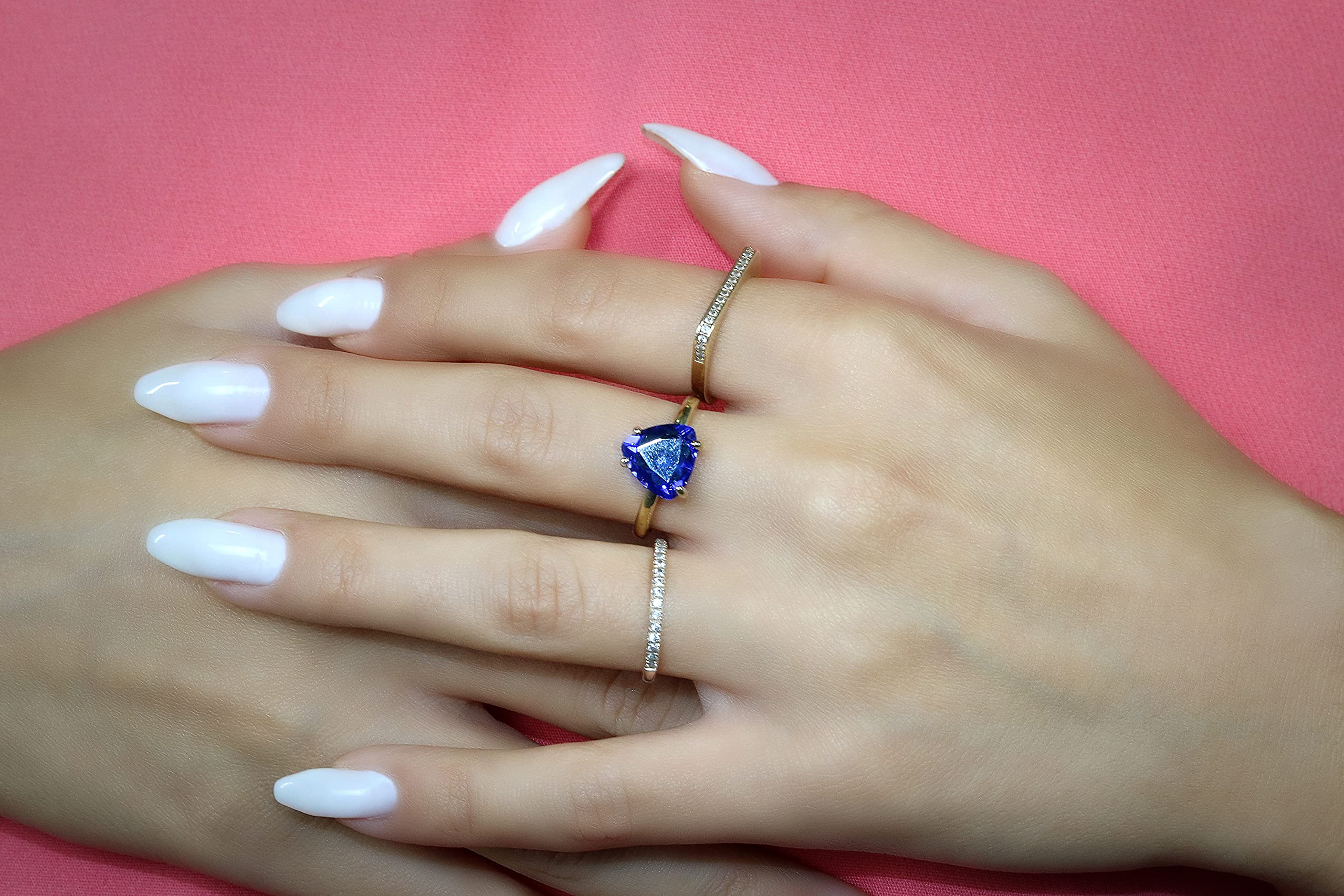 Blue Sapphire Ring - 925 Sterling Silver Trillion Cut Engagement Ring for Women - Handmade Customizable Wedding Band, Statement Jewelry, Fashion Accessory - Perfect Gift for Her, Anniversary, Birthday, or Everyday Wear
