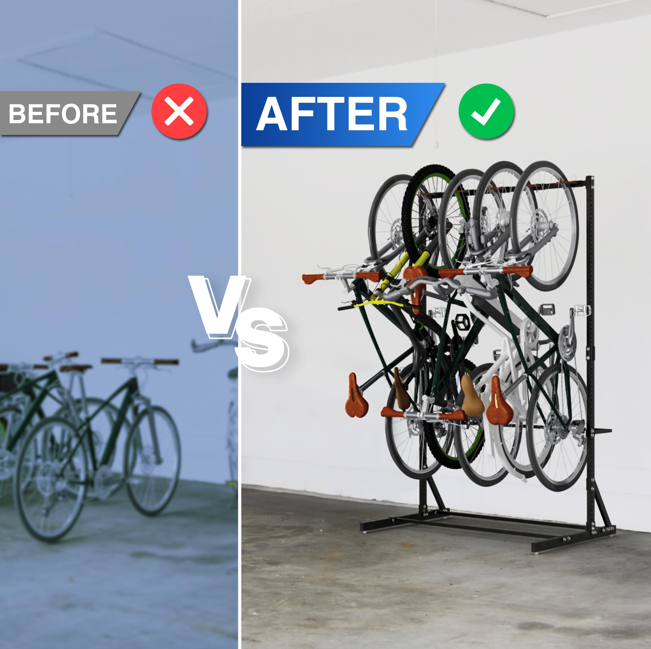 Yes4All Freestanding Bike Storage Rack - Heavy Duty 300 Lbs Capacity 5-Tier Vertical Bike Stand for Home, Garage & Outdoor Use | Space-Saving Bike Organizer for Indoor & Outdoor Cycling Equipment Storage
