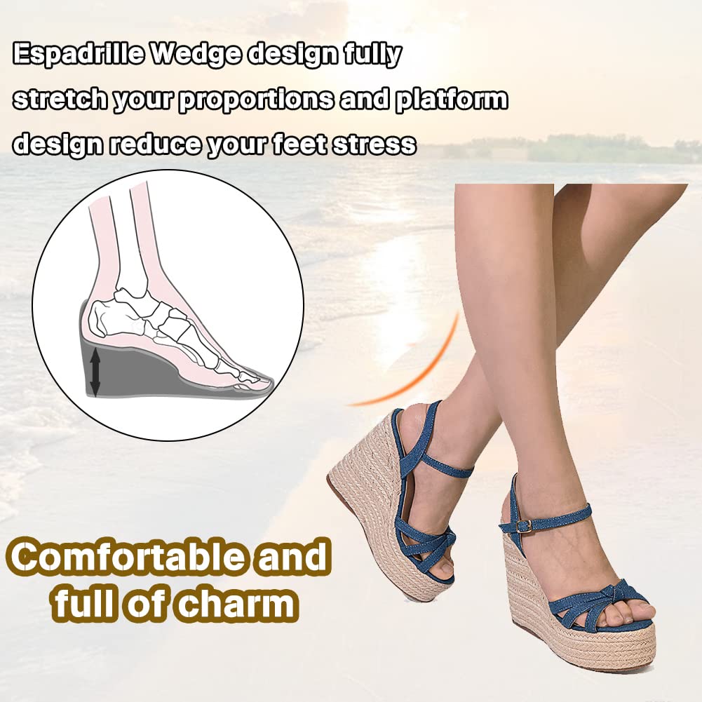 mikarka Women's Platform Ankle Strap Sandals - Open Toe Espadrille Wedge Summer Shoes for Casual Wear | Perfect for Beach Outings, Vacation & Everyday Comfort