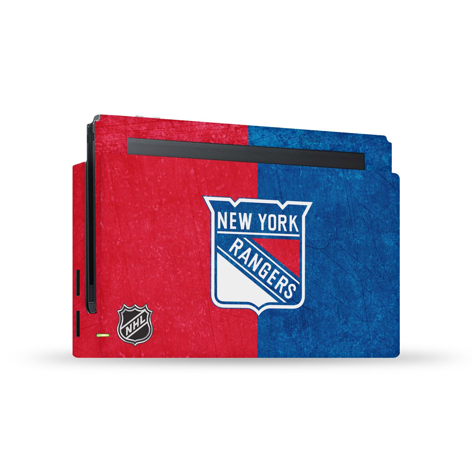Official NHL Licensed New York Rangers Distressed Vinyl Skin Sticker for Nintendo Switch Console & Dock - Perfect for Gaming, Travel, and Home Entertainment