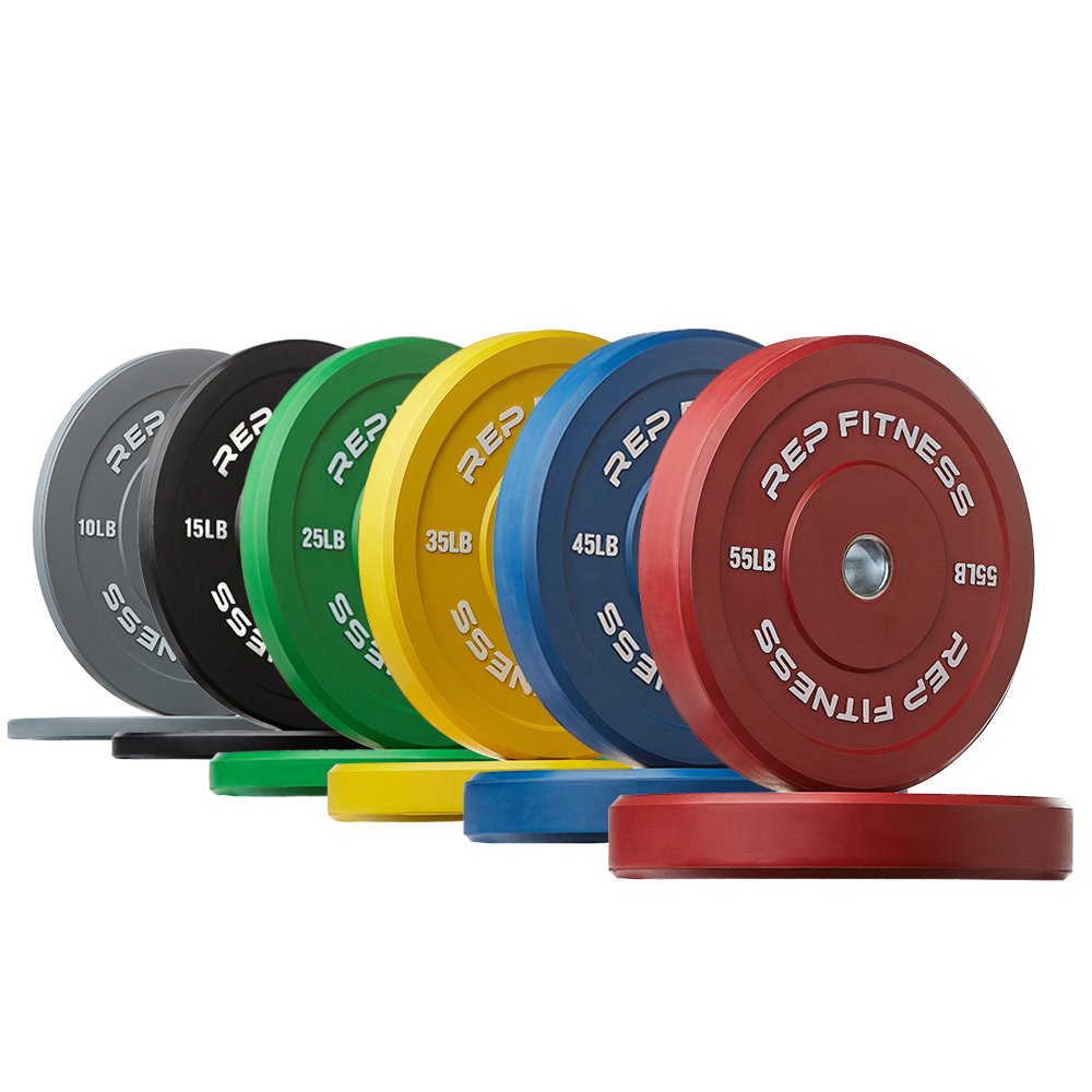 REP Fitness Color Bumper Plates - Olympic Weight Plates Set for CrossFit, Powerlifting & Home Gym | Durable Rubber Coated, Color-Coded for Easy Weight Identification | Perfect for Strength Training, Conditioning & Weightlifting Workouts