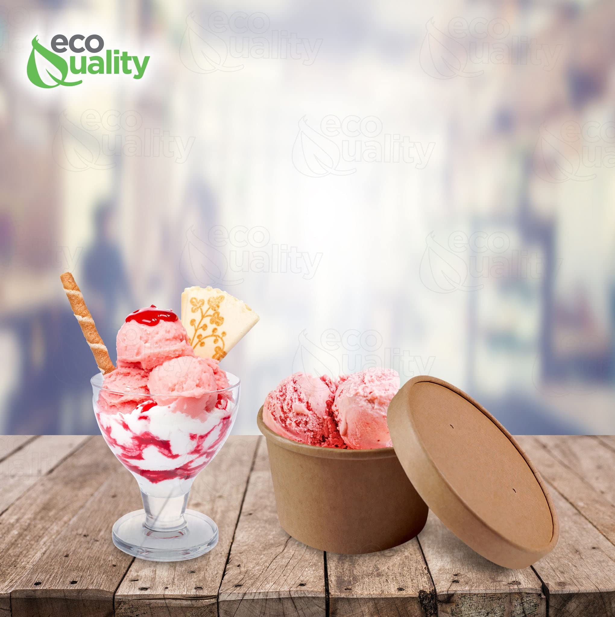 [250 Pack] 12 oz Disposable Kraft Paper Soup Containers with Vented Lids - Eco-Friendly Half Pint Ice Cream & Yogurt Cups | Microwave Safe, Takeout, Food Storage | Perfect for Restaurants, Cafes & Catering Events