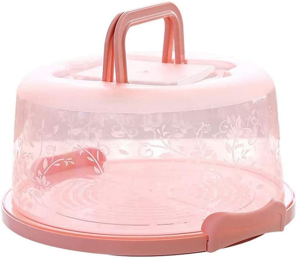 Pink Cake Carrier with Handle - 6-8 Inch Portable Transparent Cake Box for Food Storage & Preservation | Perfect for Birthday Parties, Picnics & Bakery Transport