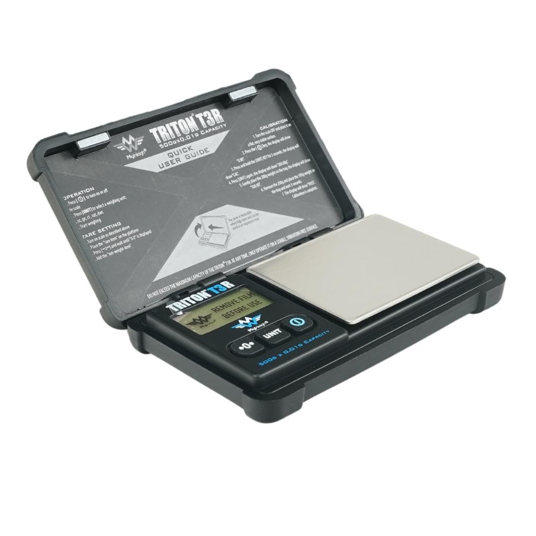 Triton T3R Digital Precision Scale 500g x 0.01g - Rechargeable Jewelry & Kitchen Scale for Cooking, Baking, Lab Work, and Postal Weighing