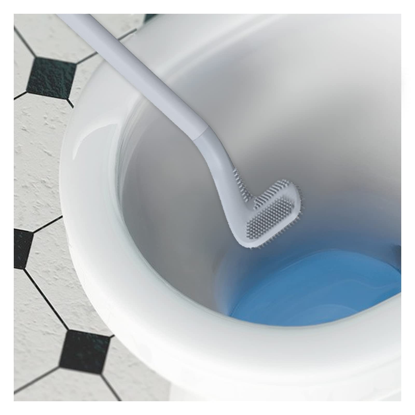 FuninCrea 2-Pack Golf Head Toilet Brush Set - Long Handle Silicone Toilet Brush with Hooks, Non-Stick Hair Removal, 360° Deep Cleaning for Bathroom & RV - Blue (Perfect for Golf Lovers & Small Spaces)