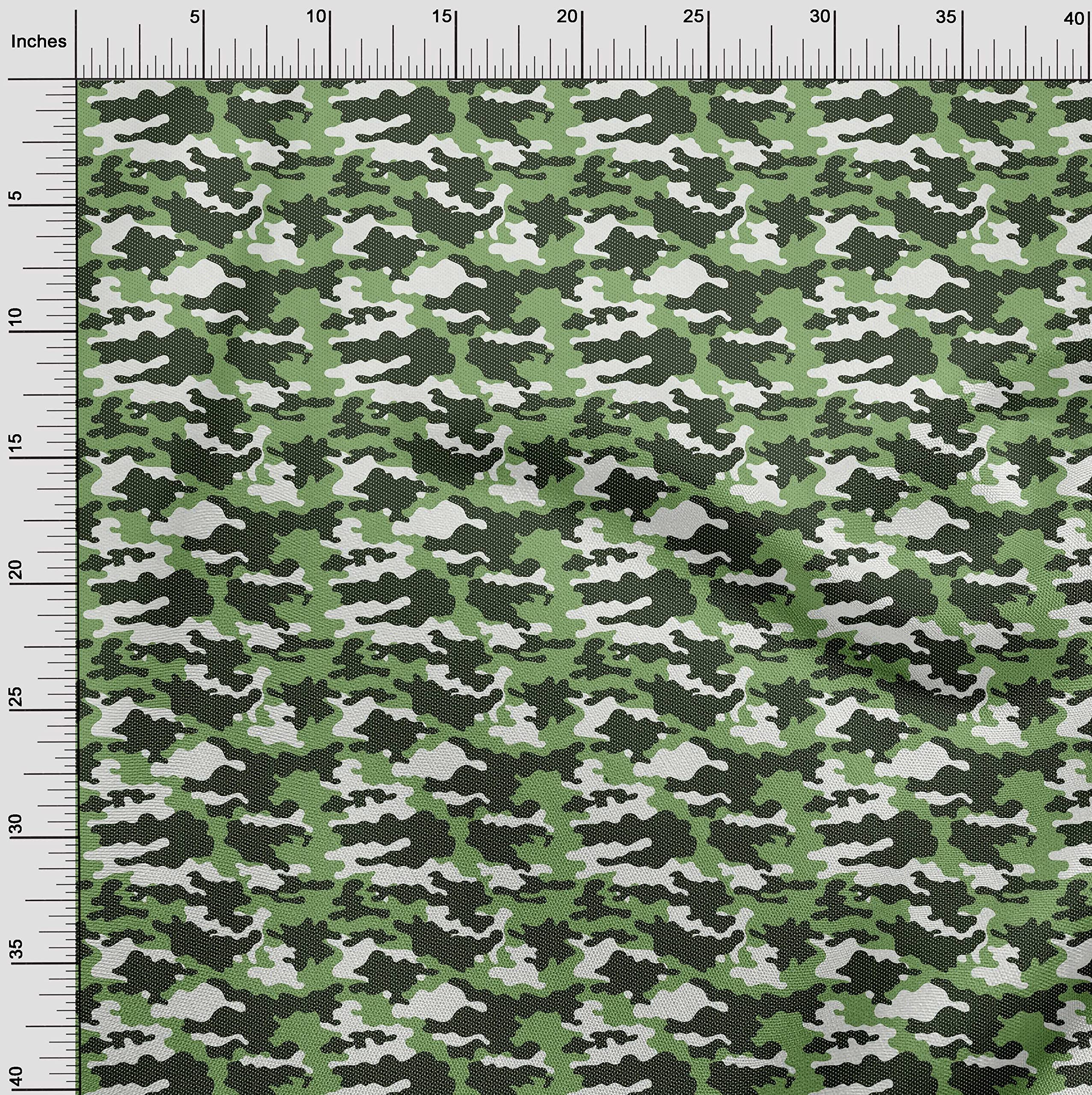 Premium Rayon Green Camouflage Fabric by The Yard - 56 Inch Wide for DIY Clothing, Sewing Projects & Home Decor - Soft, Durable & Easy to Sew