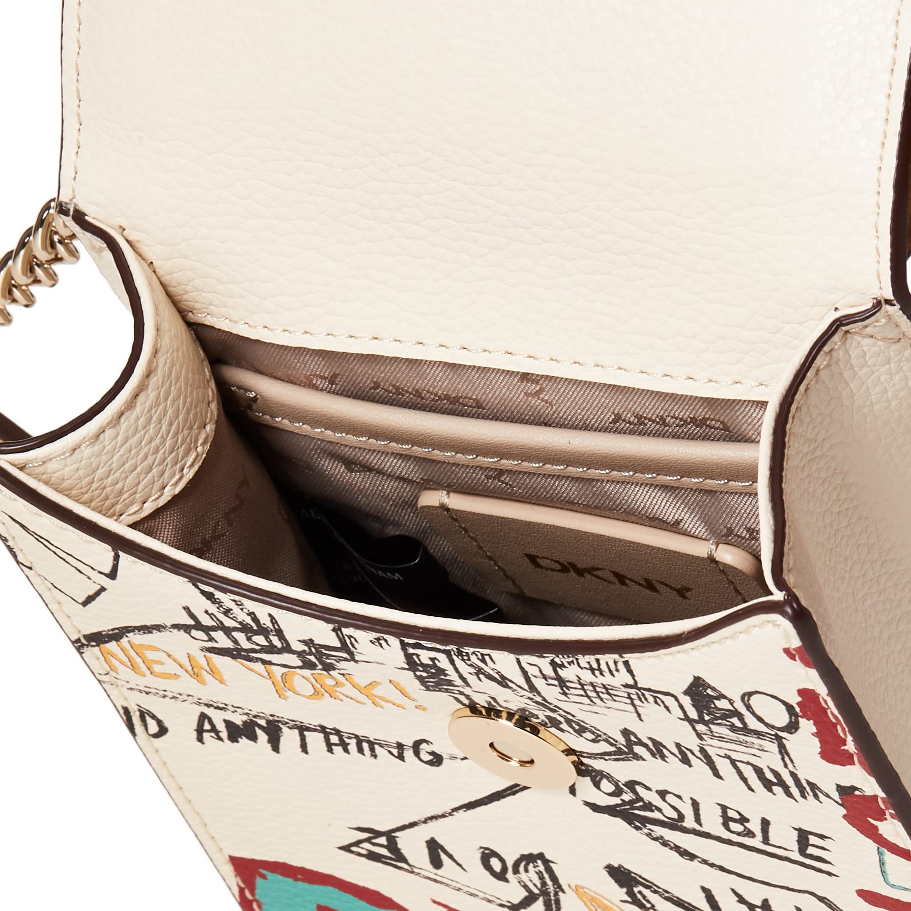 DKNY Women's Elissa N/S Phone Crossbody Bag - White Graffiti Print, One Size US - Stylish & Compact Purse for Everyday Use, Travel, and Shopping