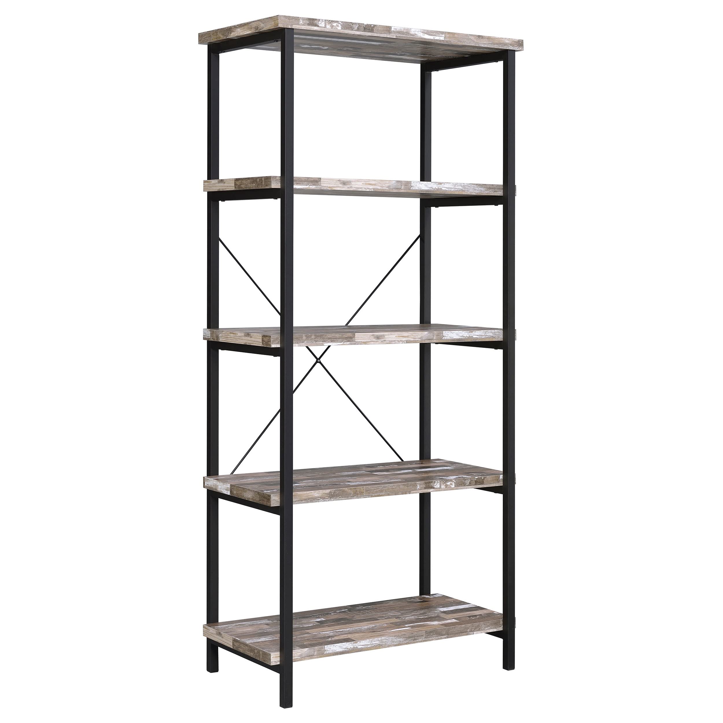 Coaster Furniture 801552 Salvaged Cabin & Black Bookcase - Perfect for Living Room, Office, or Study Room Storage