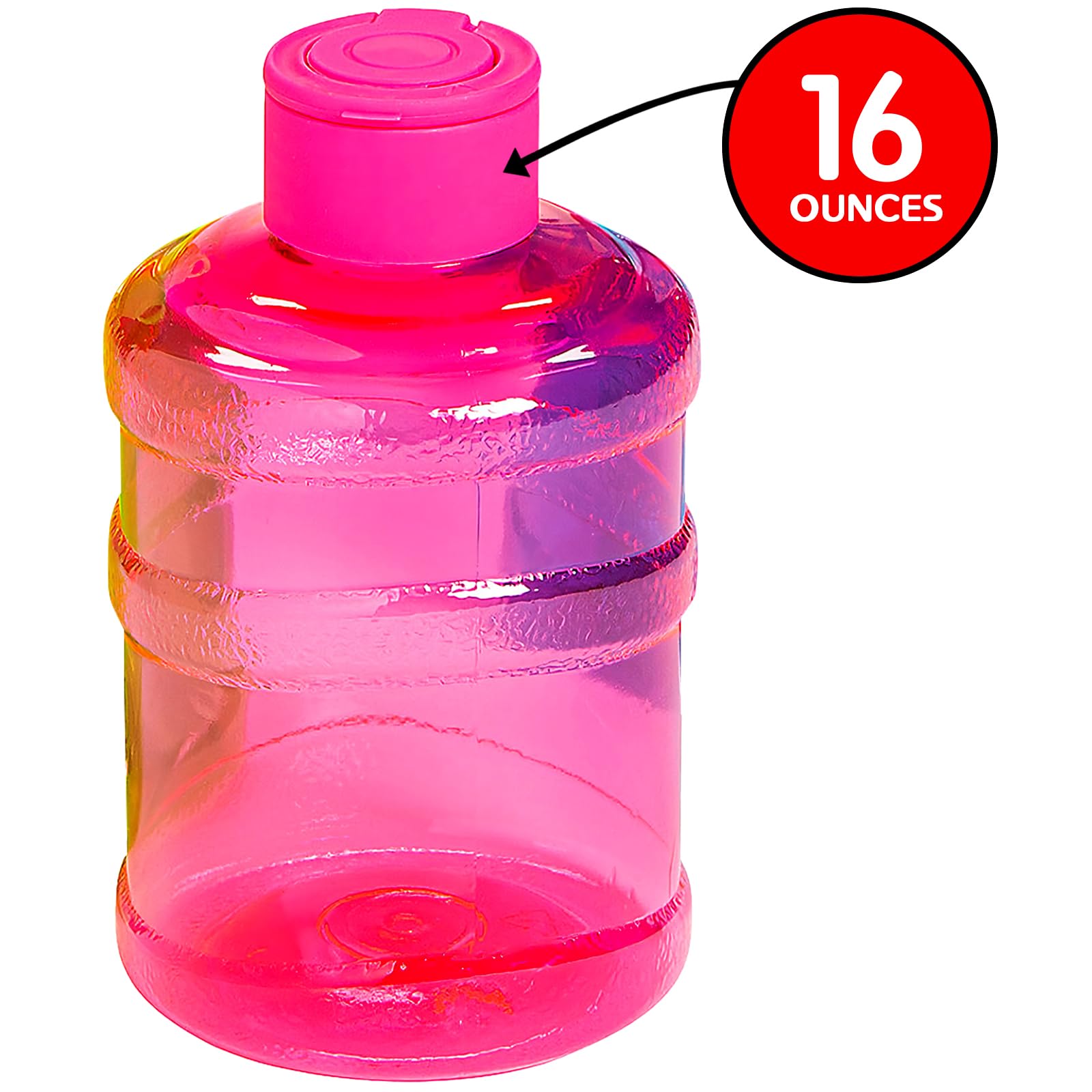 12-Pack Neon Plastic Water Bottles with Lids - 24oz BPA-Free Reusable Drinkware for Kids & Adults - Vibrant Multi-Color Party Supplies, Sports Events, School Activities & Outdoor Adventures