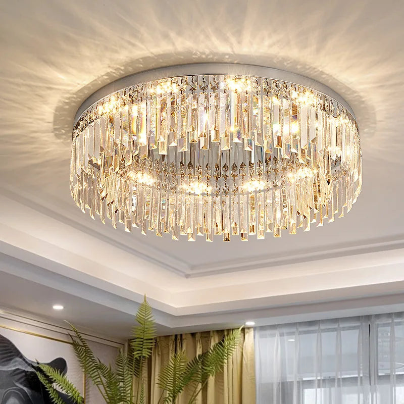 Lyla Crystal Flush Mount Ceiling Light Fixture - Modern LED Lighting for Bedroom, Living Room, Hallway & Kitchen - Elegant Home Decor Lighting Solution