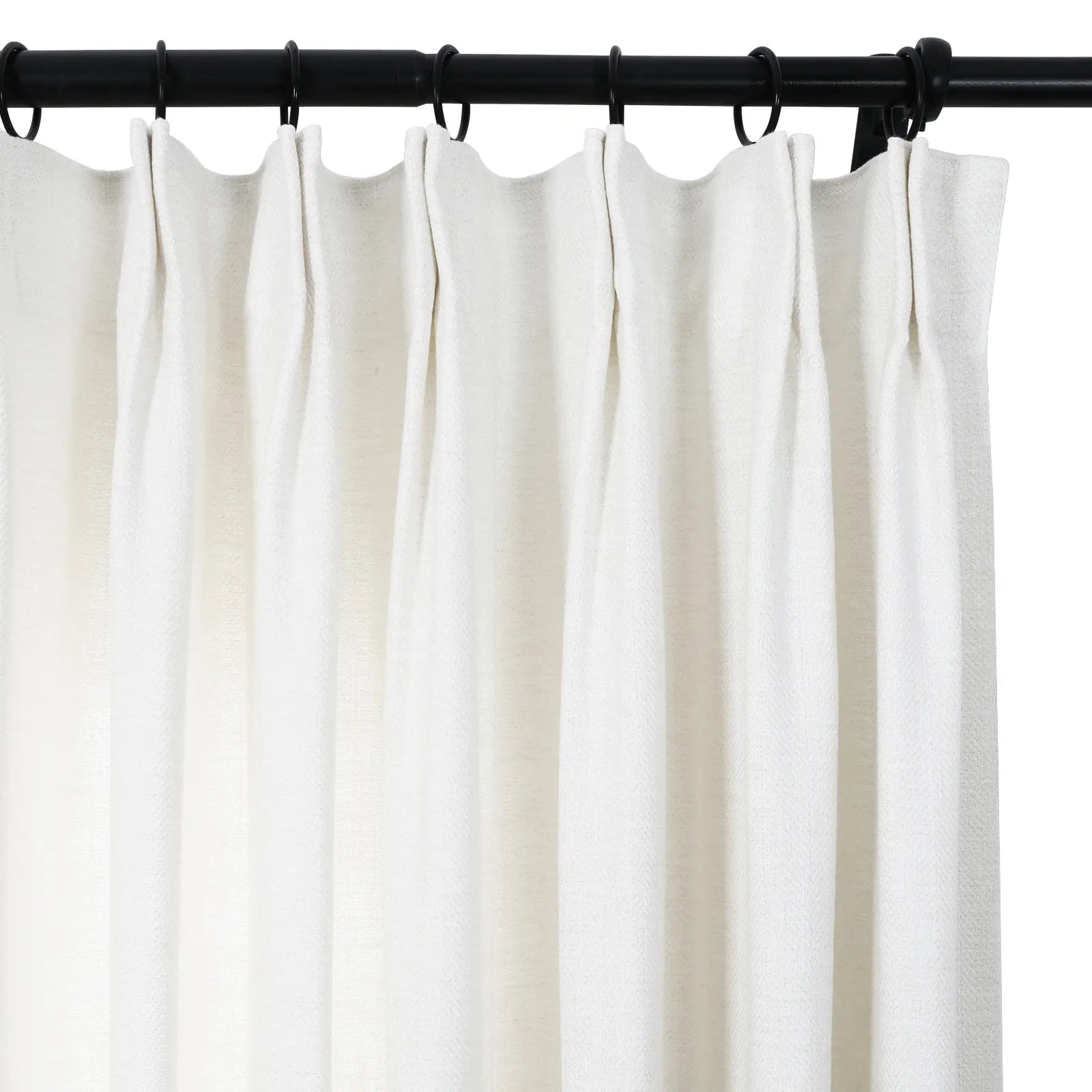 Reid Herringbone Curated Pleated Window Drapes - Elegant Blackout Curtains for Living Room & Bedroom