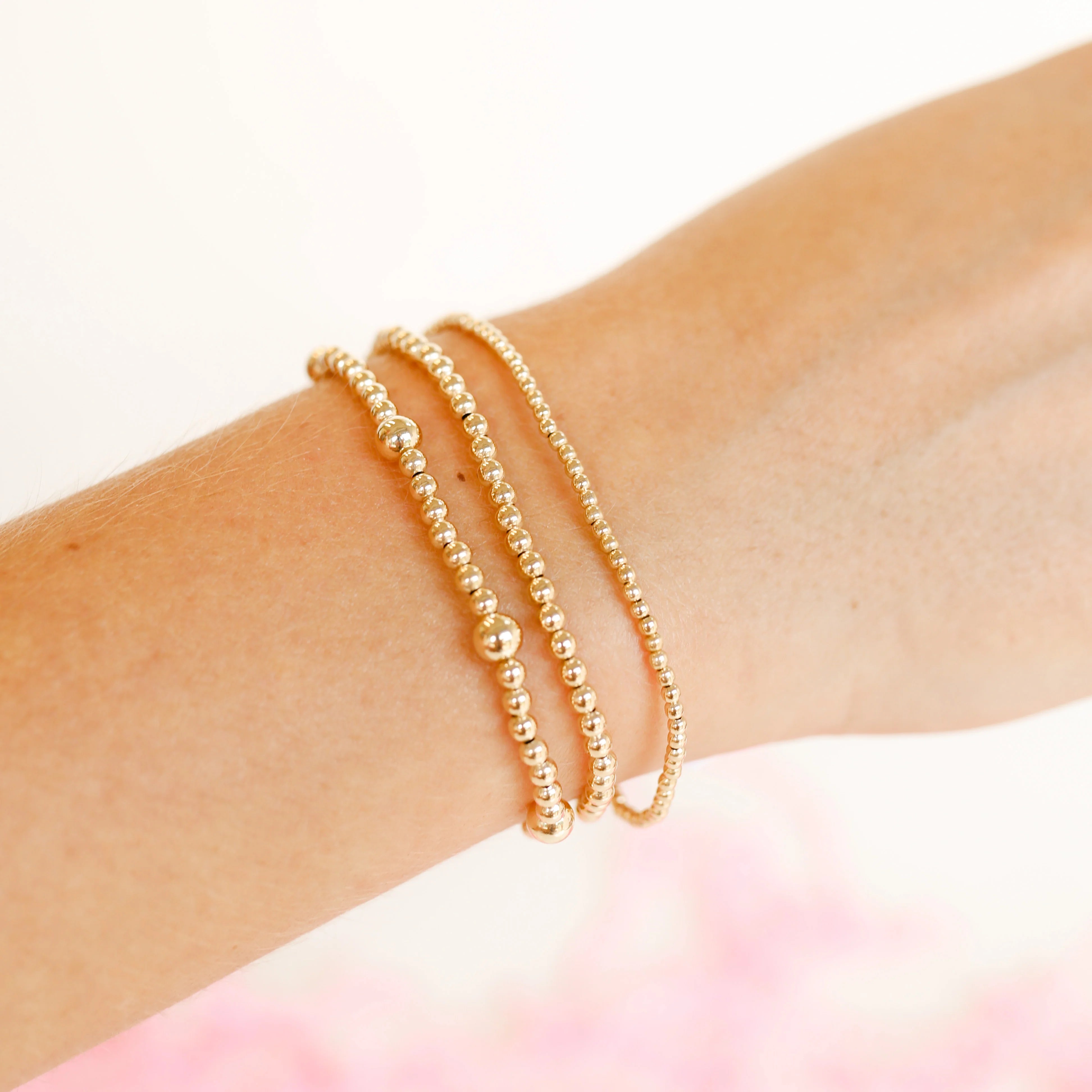 3MM Gold Beaded Bracelet for Women - Elegant Stackable Jewelry for Everyday Wear, Parties & Special Occasions