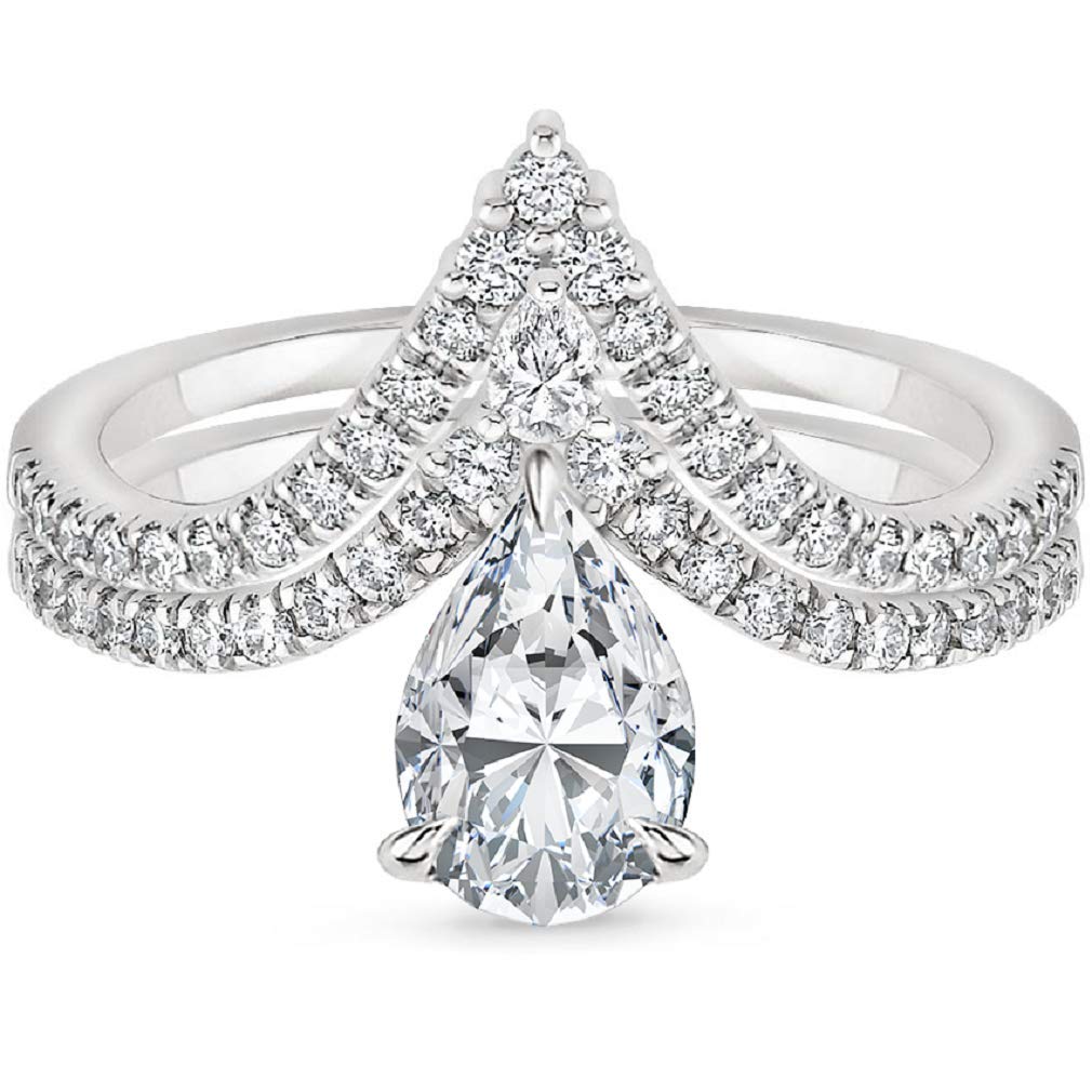 3.10Ct Pear Cut VVS1 Colorless Moissanite Diamond Bridal Ring Set in 925 Sterling Silver - Perfect Engagement & Wedding Gift for Her - Ideal for Proposals, Anniversaries, and Special Occasions