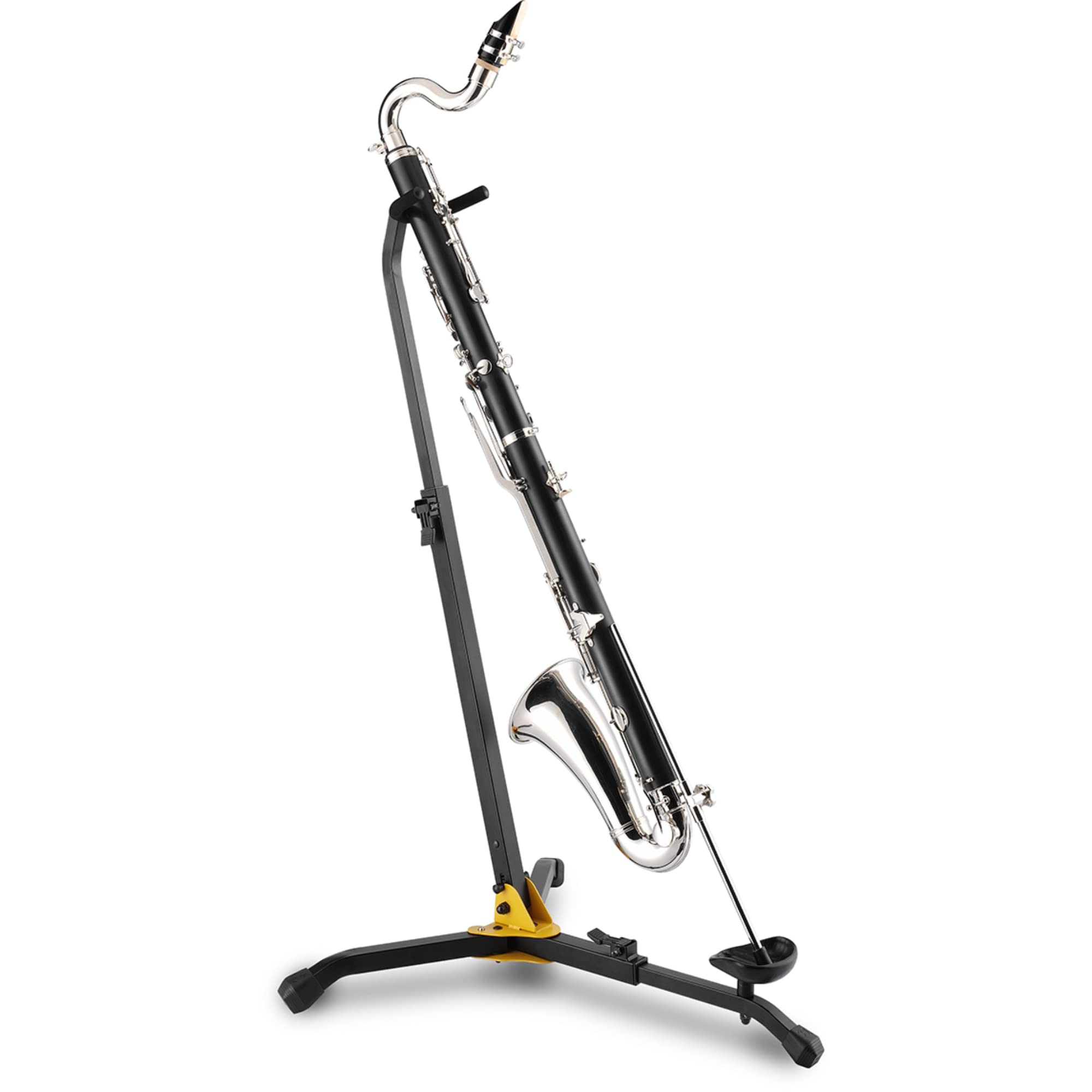 Hercules GSB001 Bass Clarinet Stand & Bassoon Stand with Carrying Bag - Heavy Duty Base Stand for Bassoon & Bass Clarinet - Includes Cleaning Cloth - Perfect for Music Students, Performers & Orchestra Practice
