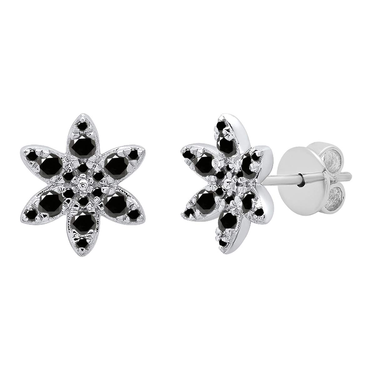 Dazzlingrock Collection 14K Solid White Gold Round Gemstone Flower Stud Earrings for Women - Perfect for Weddings, Parties & Everyday Elegance