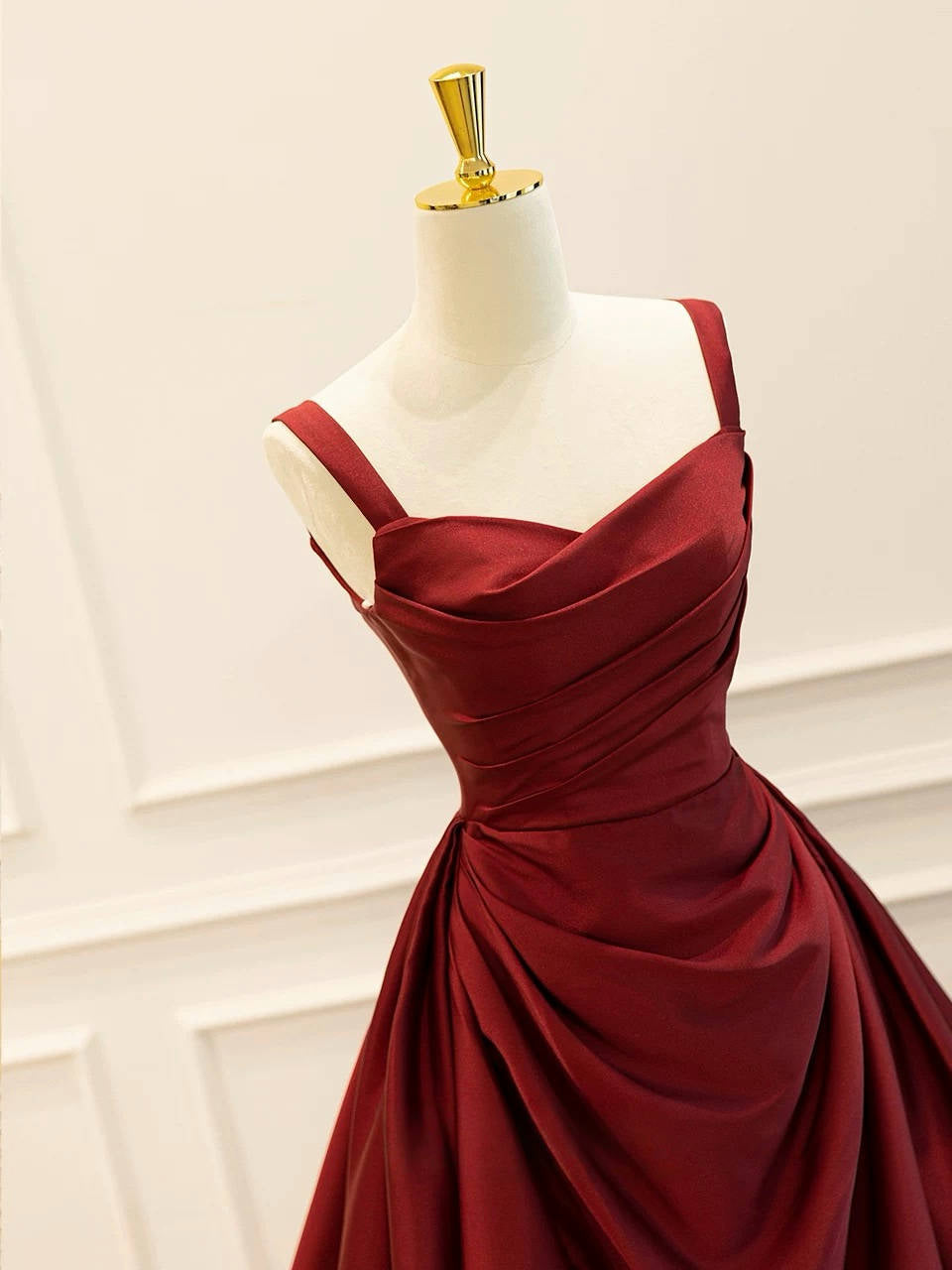 Elegant A-Line Satin Burgundy Long Prom Dress & Evening Gown for Formal Events, Homecoming, Weddings and Special Occasions