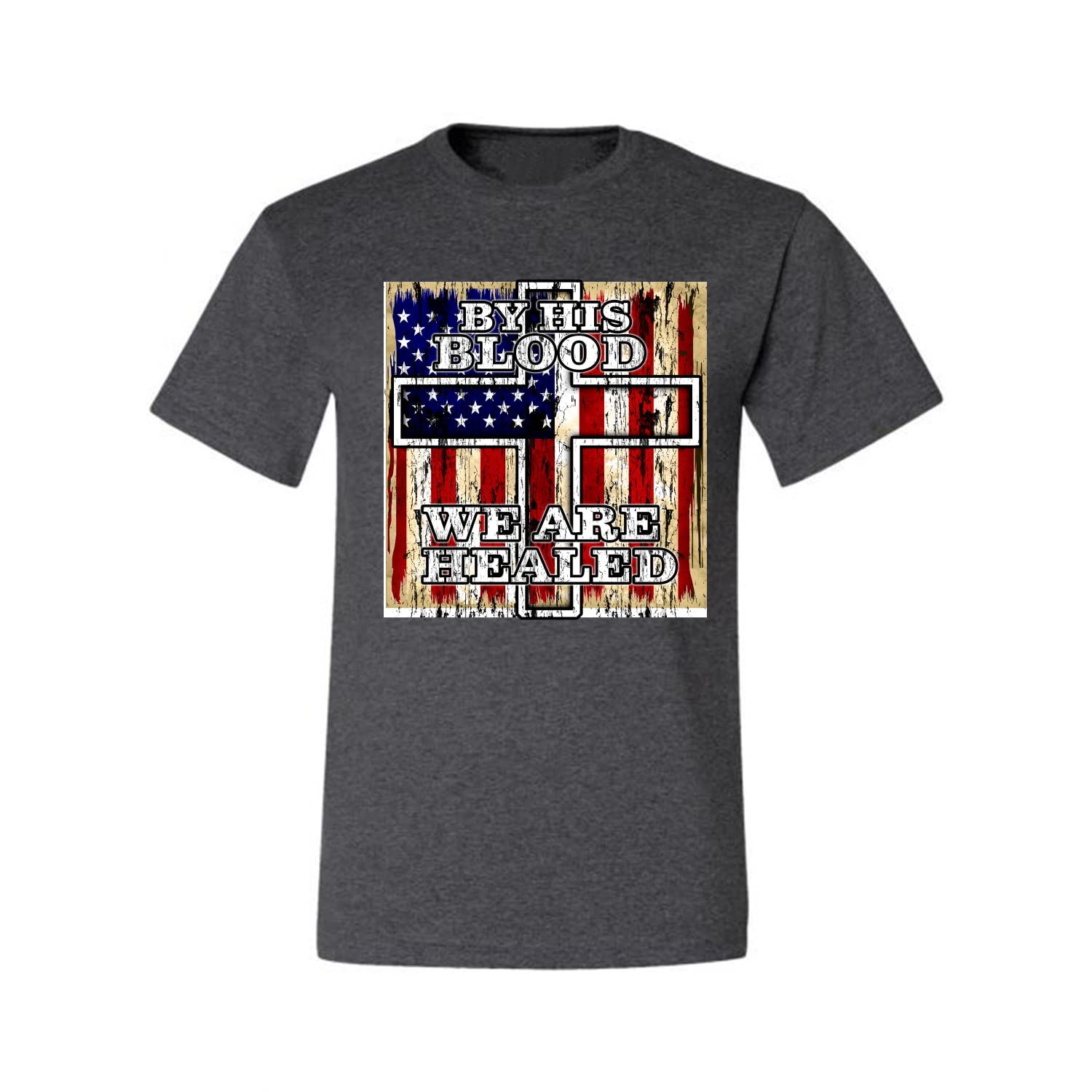 Christian Men's Graphic T-Shirt - By His Blood We Are Healed | Faith Apparel for Worship & Daily Wear