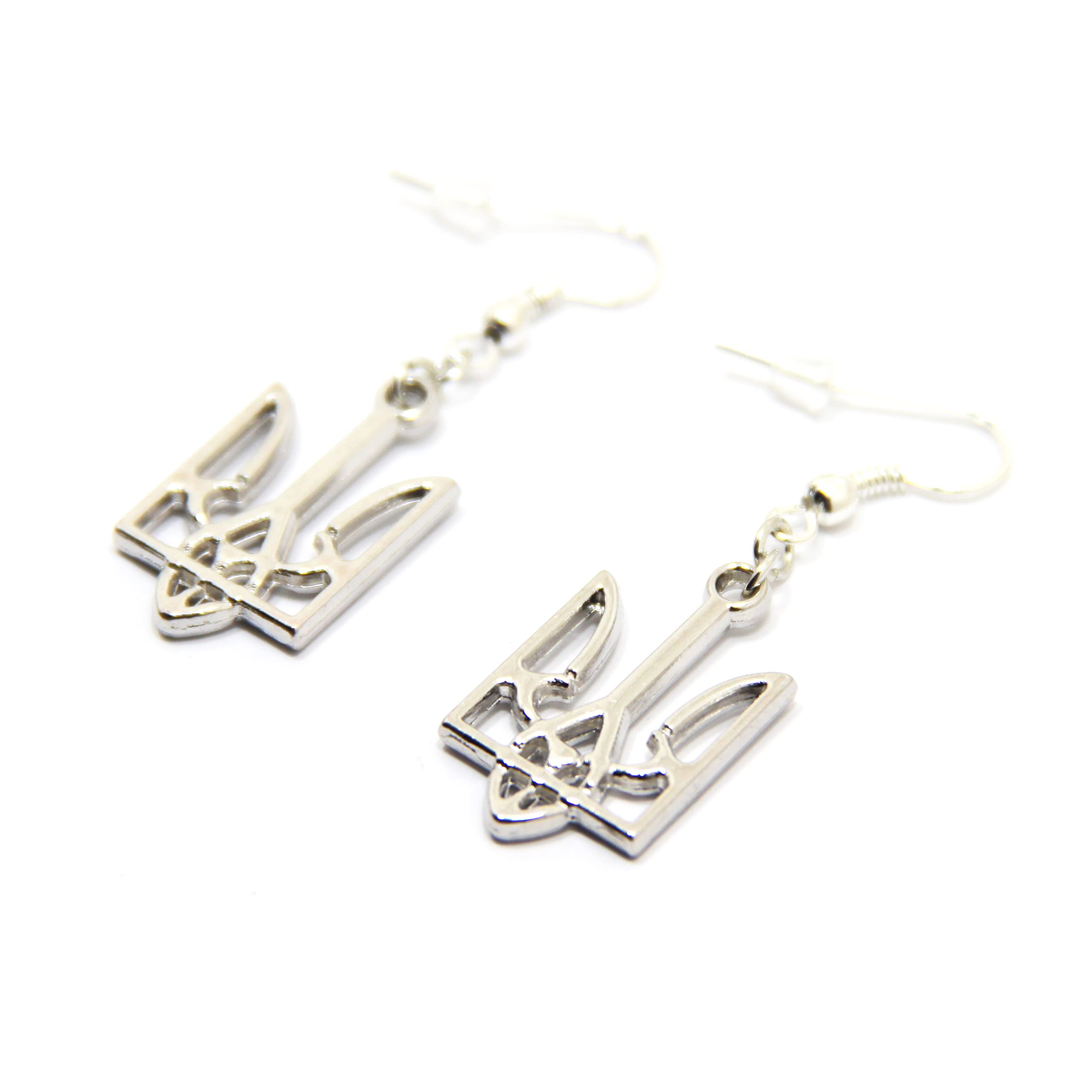 Handmade Ukrainian Earrings - Authentic Tryzub Trident Jewelry from Ukraine | Pray for Ukraine Symbolic Gift | Perfect for Cultural Events, Weddings & Patriotic Occasions