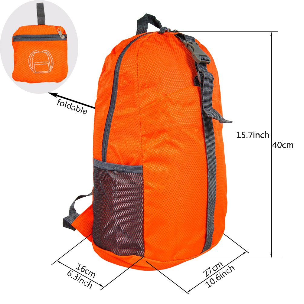 Ultra Lightweight Packable Travel Backpack - Foldable Daypack for Hiking, Camping & Commuting - Durable Water-Resistant Orange Backpack for Men & Women - Perfect for Outdoor Adventures & Daily Use