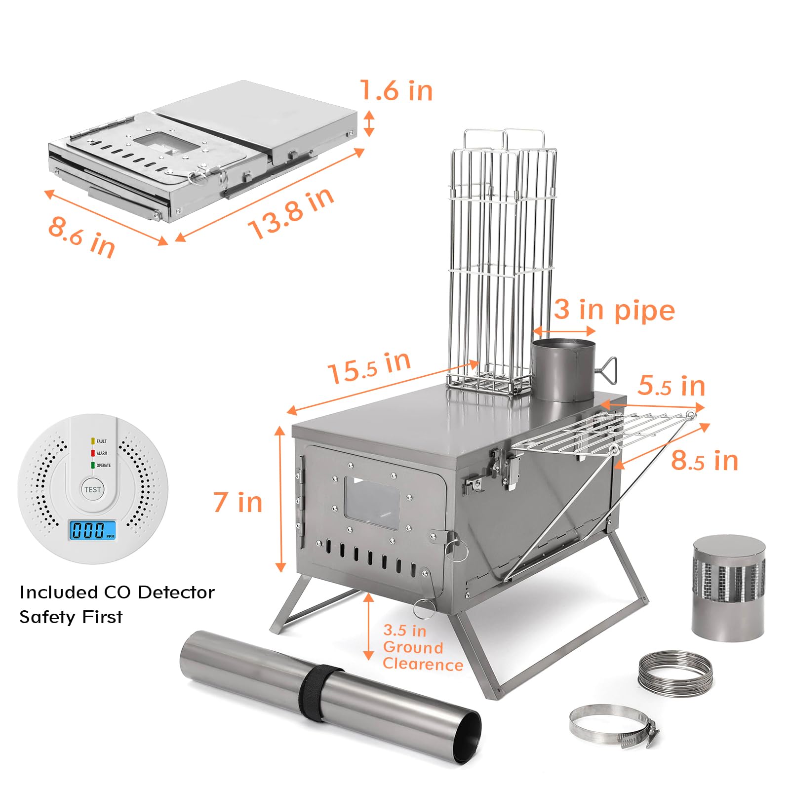 Ultralight Titanium Camping Tent Stove - Portable Wood Burning Stove for Backpacking, Hunting & Outdoor Adventures | Perfect for Wilderness Survival, Hiking Trips & Cold Weather Camping
