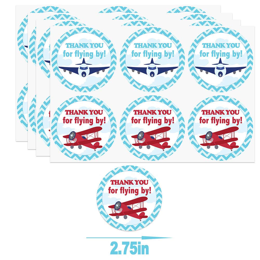 SamPartyShop 24-Piece Airplane Goodie Bags with Stickers - Airplane Themed Party Favors, Candy Bags & Gift Treats for Birthday Celebrations, Travel Themed Events & Kids' Parties
