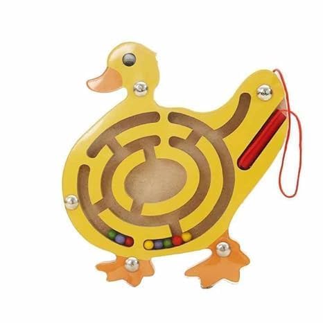 Magnetic Maze Puzzle Game for Kids - Wooden Jigsaw Board with Magnetic Pen & Beads | Educational STEM Toy for Toddlers | Fun Brain Teaser & Hand-Eye Coordination Activity (Duck Design) - Perfect for Travel, Classroom & Indoor Play