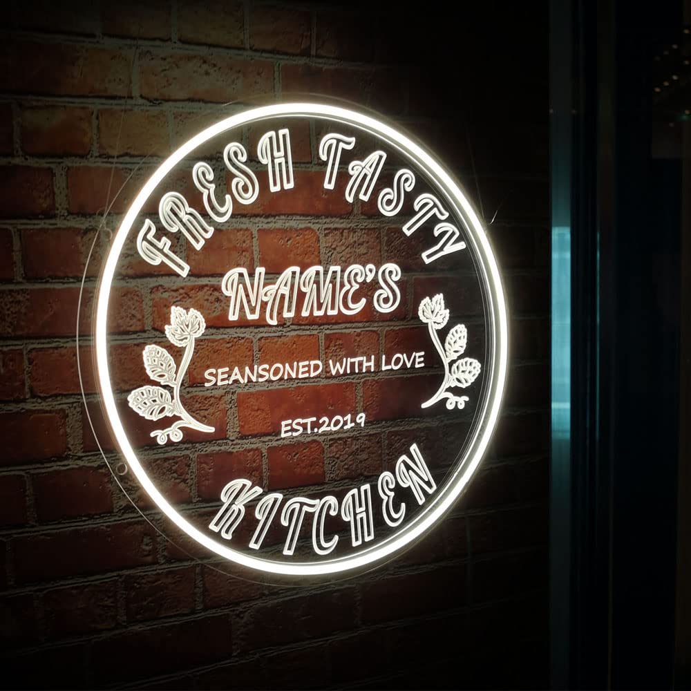 Custom Personalized Kitchen Neon Sign - Acrylic LED Wall Decor with Name for Home, Dining Room & Farmhouse - Unique Housewarming Gift (16