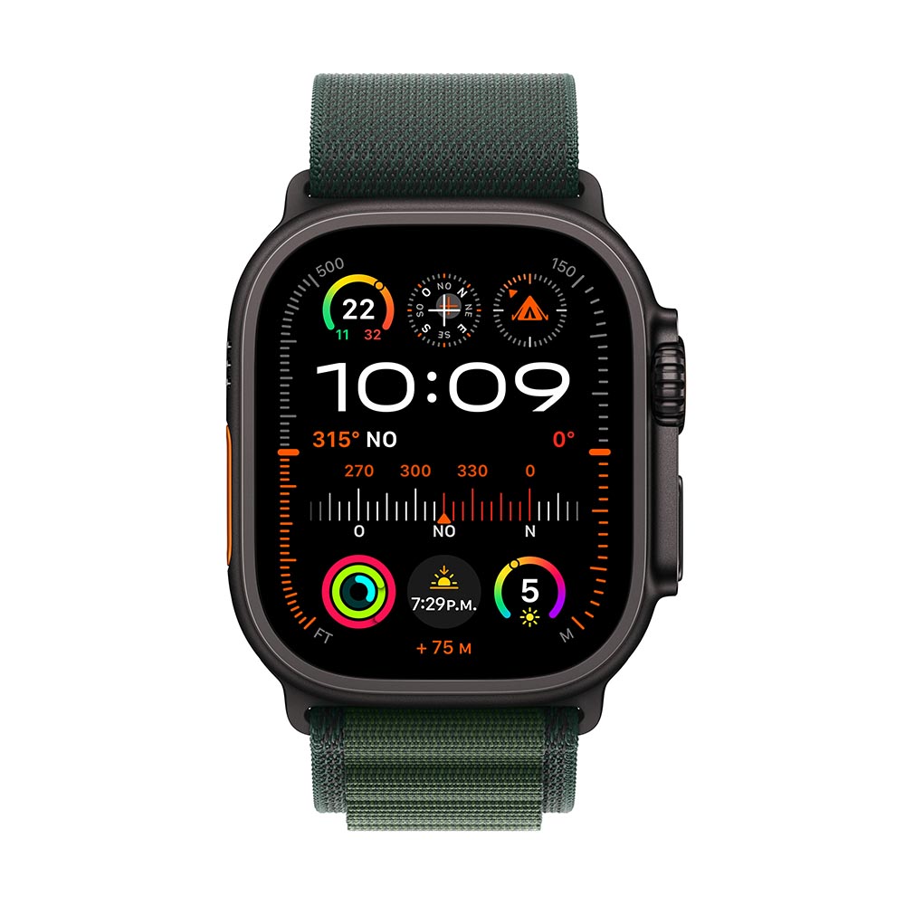 Apple Watch Ultra 2 GPS + Cellular - 49mm Black Titanium Case with Dark Green Alpine Loop - Perfect for Outdoor Adventures & Fitness Tracking