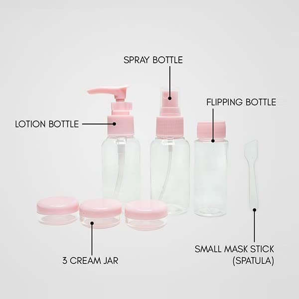 6-Piece Transparent Plastic Travel Bottle Set - Refillable Cosmetic & Perfume Spray Bottles for Toiletries | Leak-Proof Travel Accessories for Makeup, Skincare & Hair Care (Ideal for Airplane, Gym & Vacation)