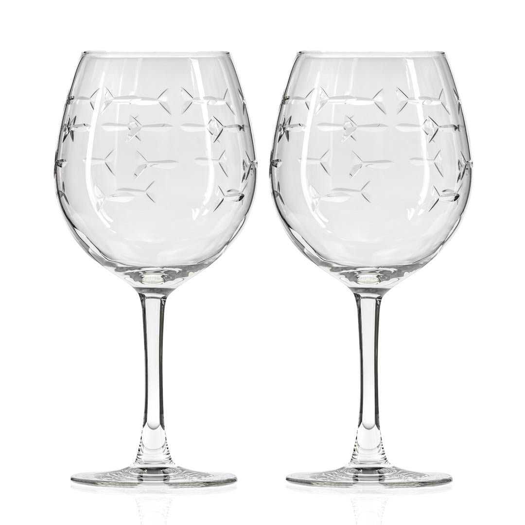 Premium 18oz Balloon Red Wine Glasses Set of 2 - Elegant Fish Design Stemware for Wine Tasting, Dinner Parties & Home Decor