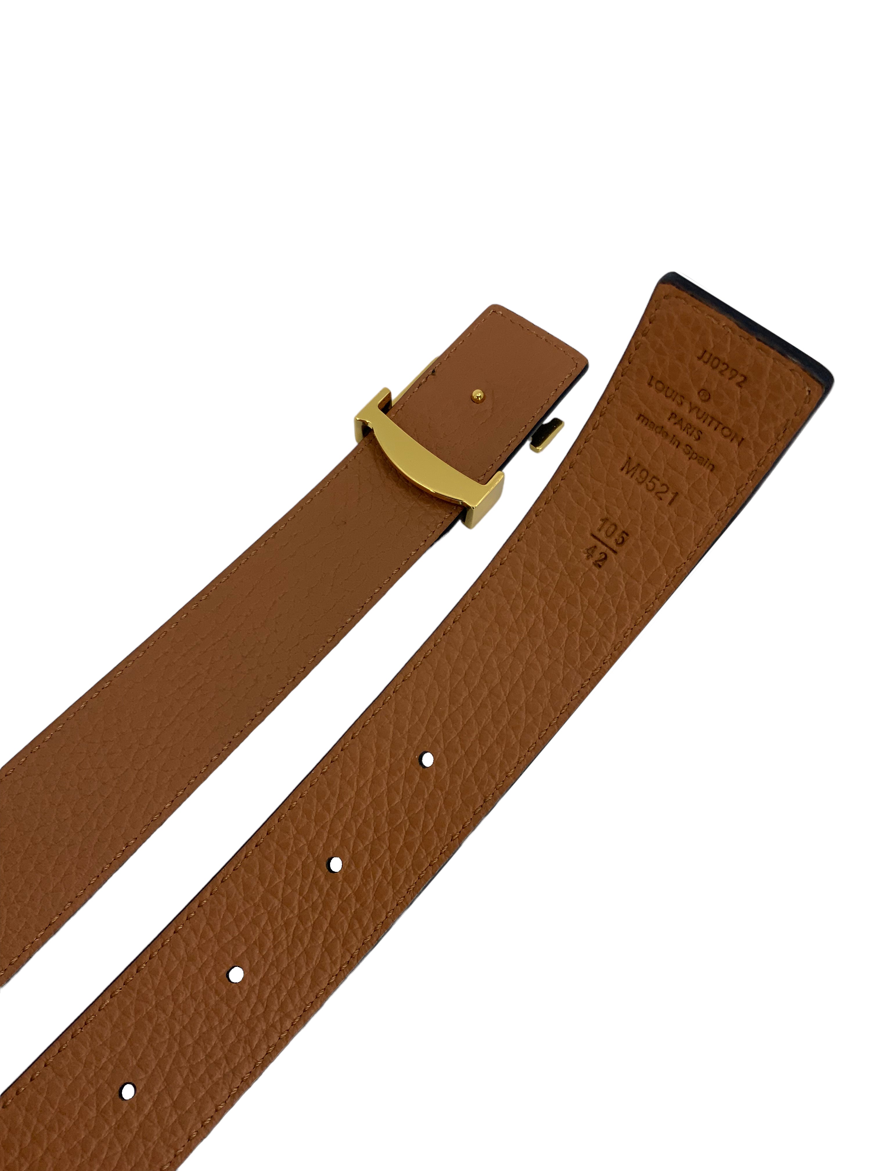 Authentic Louis Vuitton LV Initiales Reversible Leather Belt 105 - Black & Brown - Luxury Unisex Fashion Accessory for Casual & Formal Outfits