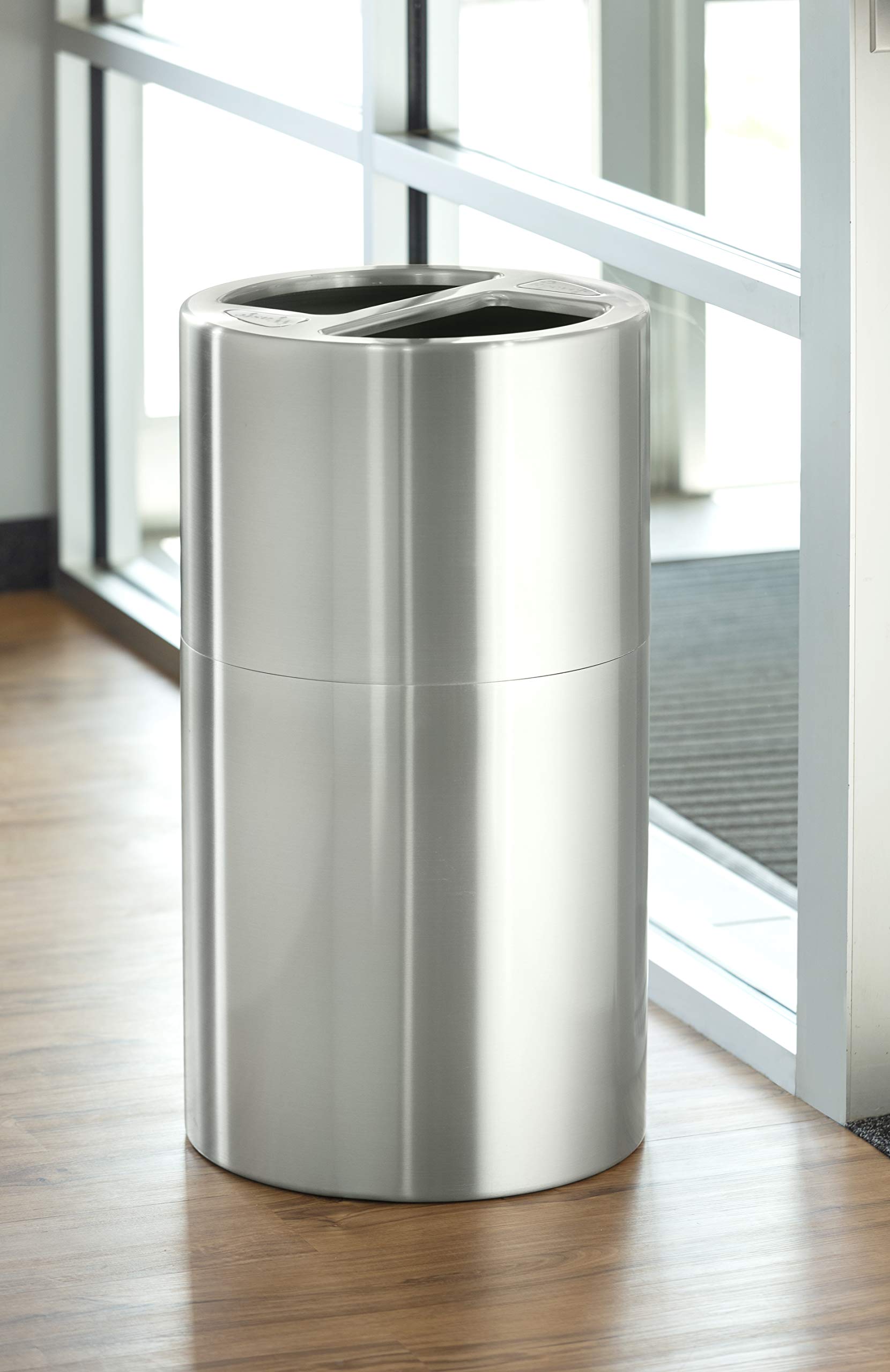 Safco 30 Gallon Stainless Steel Trash Can & Recycling Bin Combo - Modern Silver Kitchen Waste Bin for Indoor Use | Perfect for Home, Office & Restaurant Waste Management