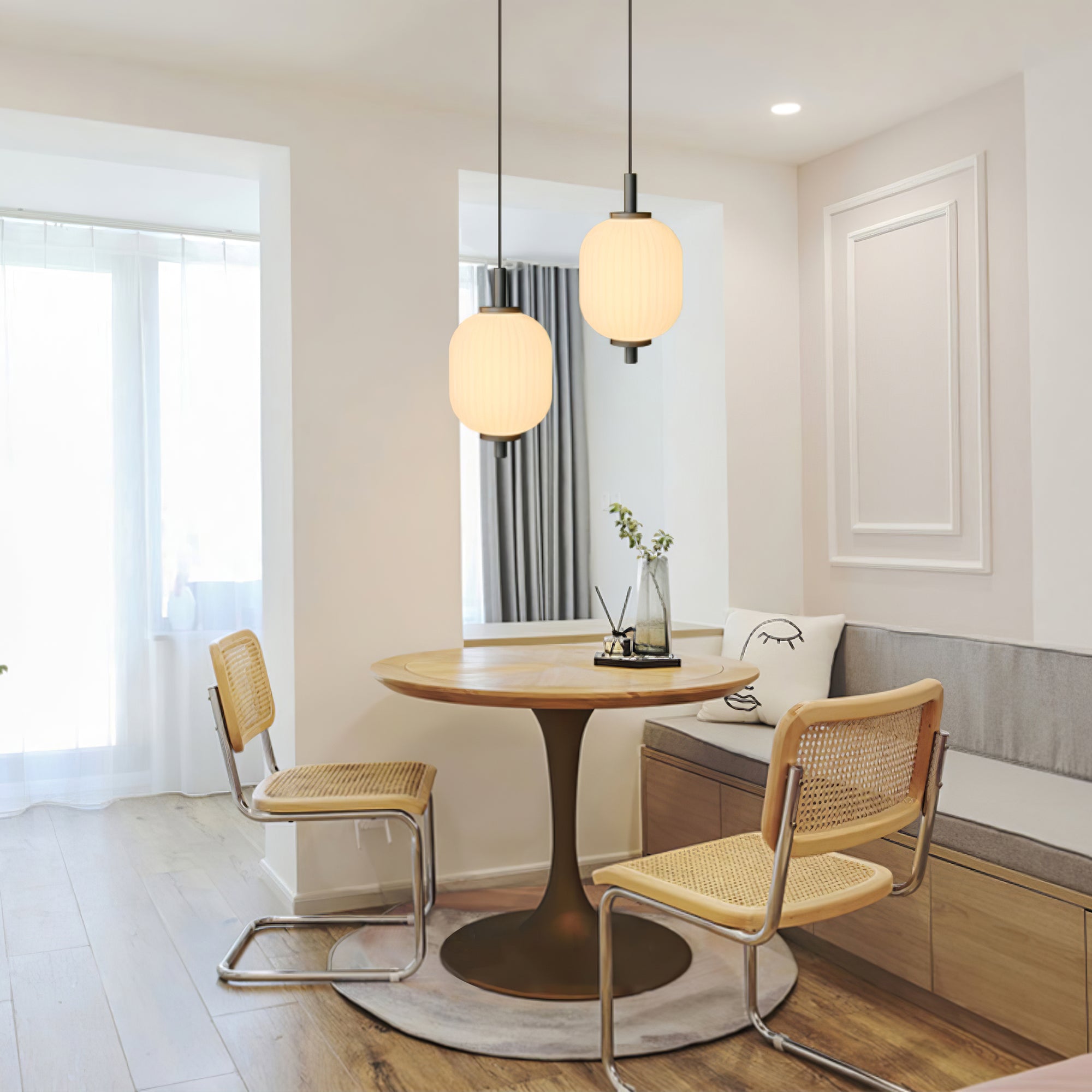 Modern Pendant Light Fixture - Adjustable Hanging Chandelier for Kitchen Island, Dining Room & Bedroom - Elegant Glass & Metal Ceiling Lamp for Home Decor