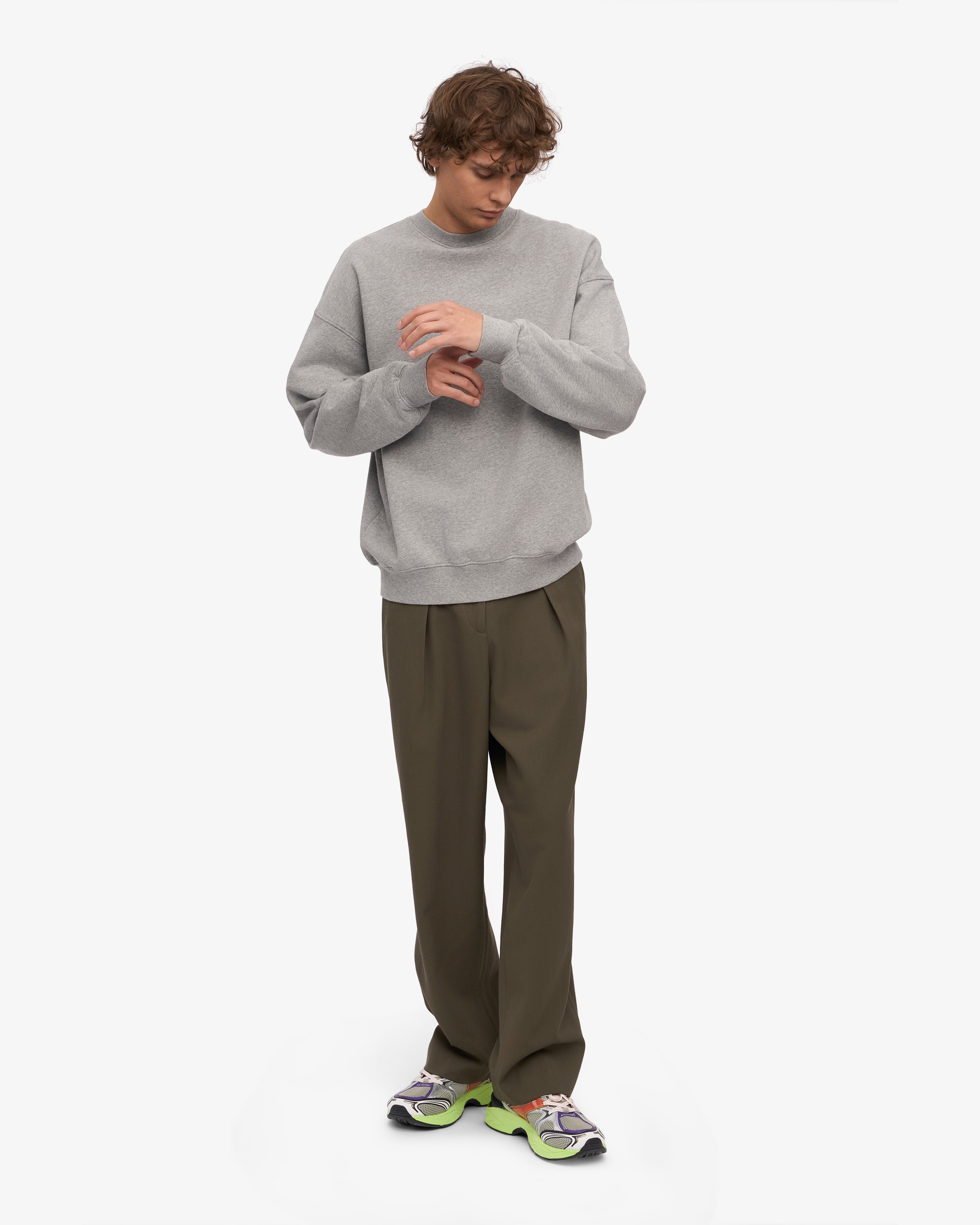 Organic Oversized Crewneck Sweatshirt for Women - Soft Heather Grey Cotton Pullover - Cozy Loungewear & Casual Outfit Essential