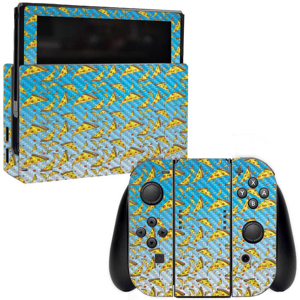 Premium Carbon Fiber Skin for Nintendo Switch - Raining Pizza Design | Protective & Durable Textured Cover | Easy to Apply & Remove | Made in USA | Perfect for Gaming Protection & Style Enhancement